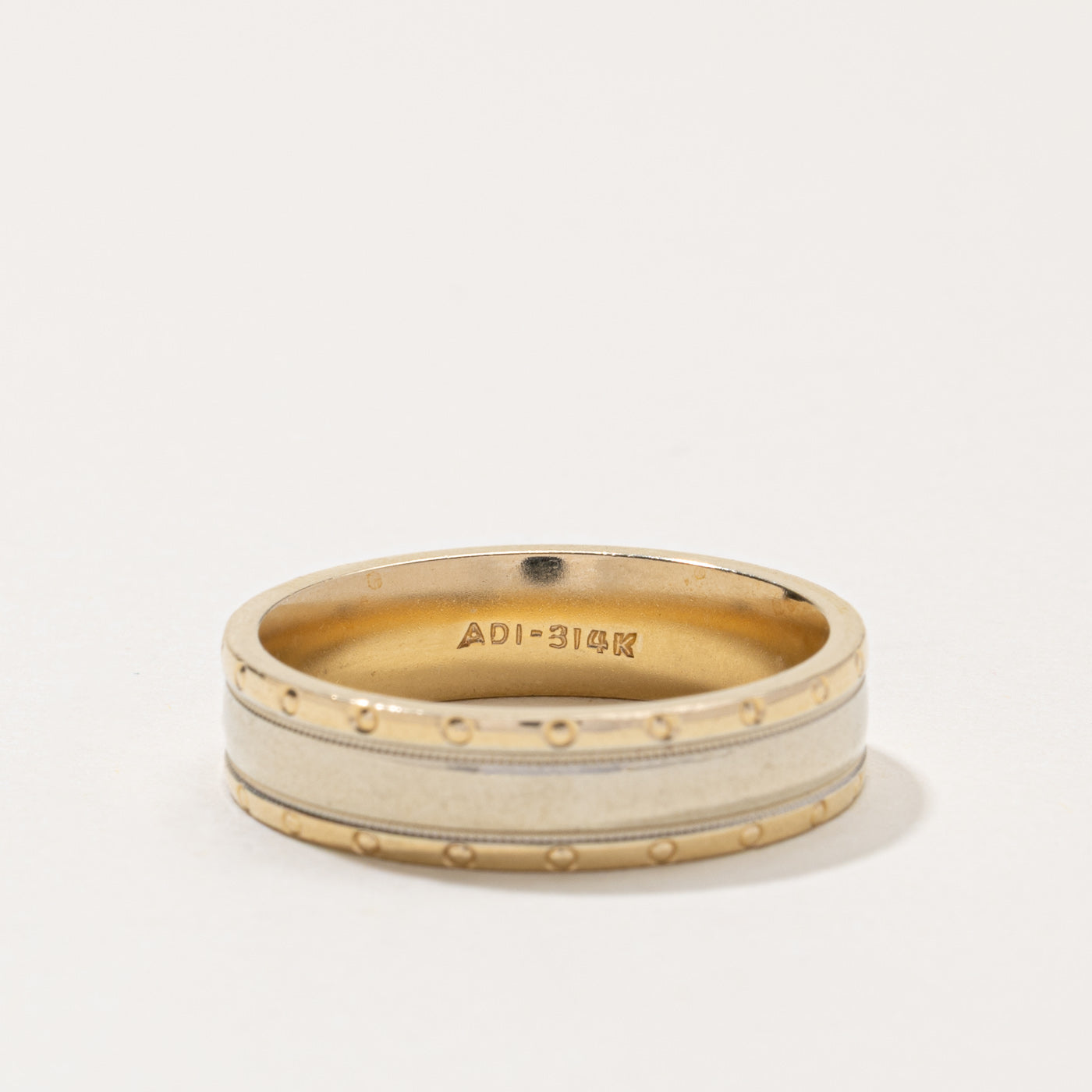 14k Two Tone Gold Milgrain Band | 6.05mm | SZ 12