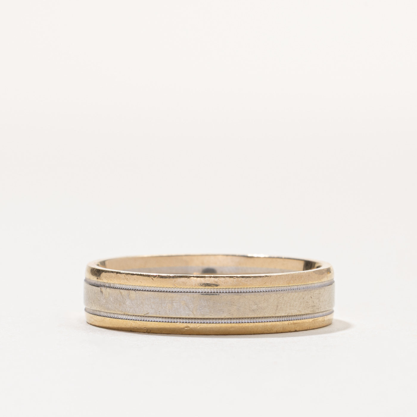 14k Two Tone Gold Milgrain Band | 5.95mm | SZ 13.25