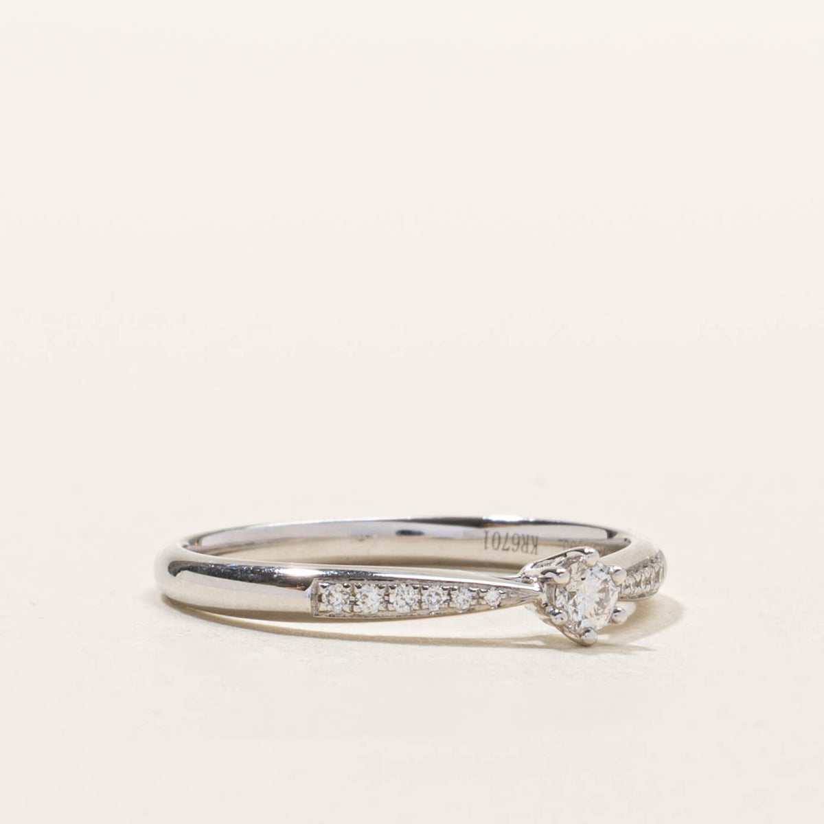 14k Six Prong Diamond Reverse Tapered Ring | SZ 7