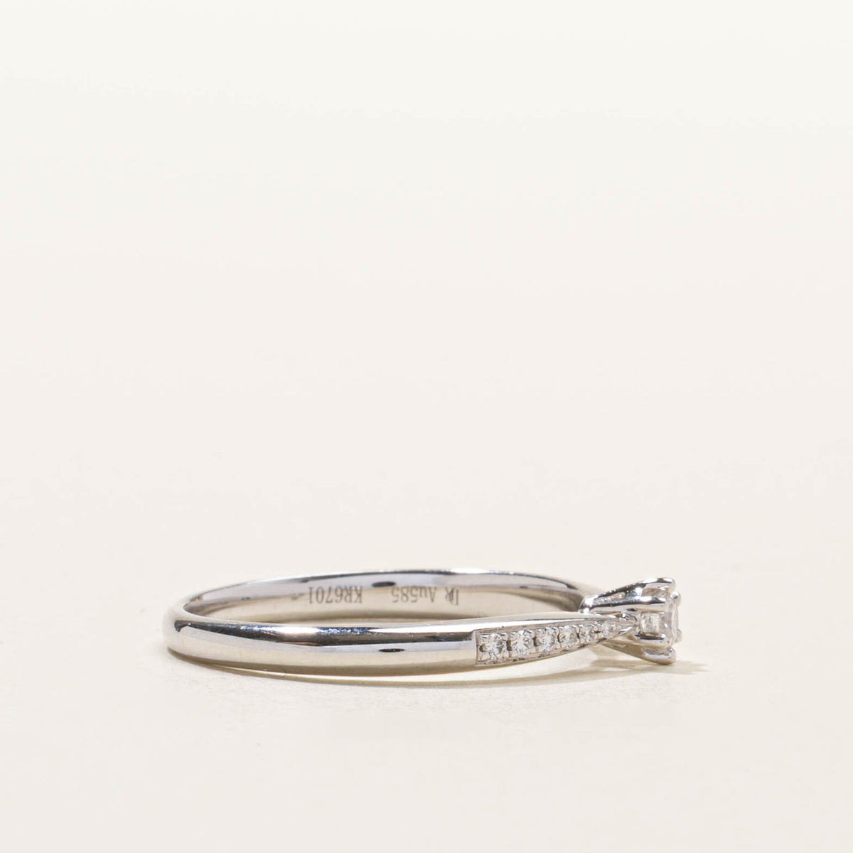 14k Six Prong Diamond Reverse Tapered Ring | SZ 7