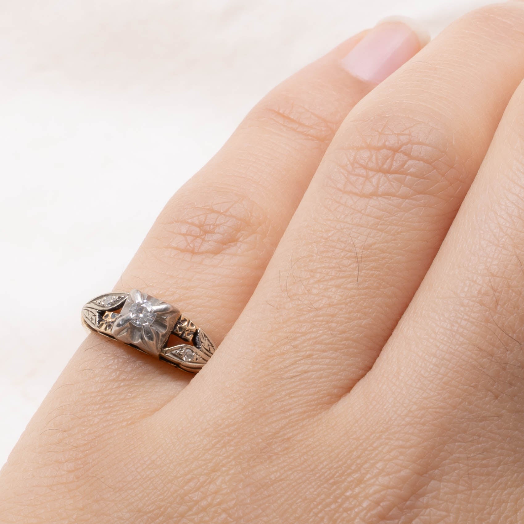 Edwardian Old European Cut Diamond Shoulder Ring | SZ 3.25