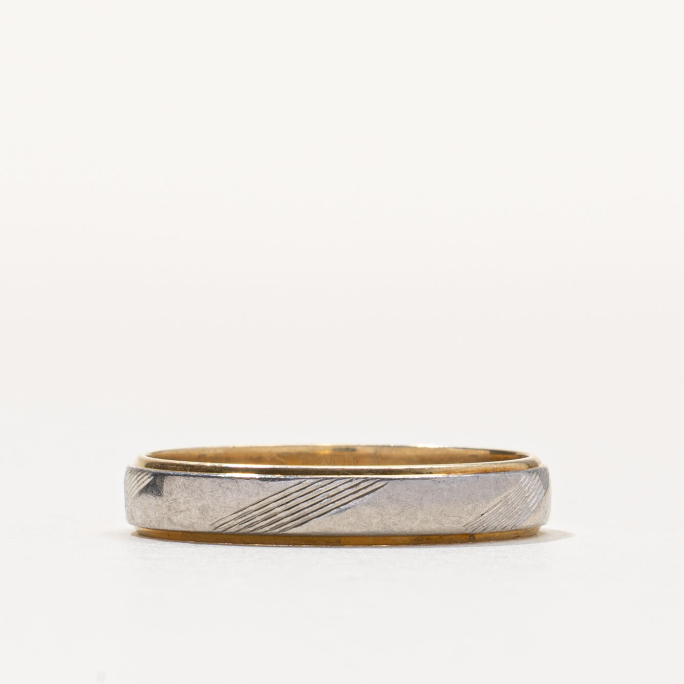18k Gold & Platinum Grooved Band | 3.80mm | SZ 8.5