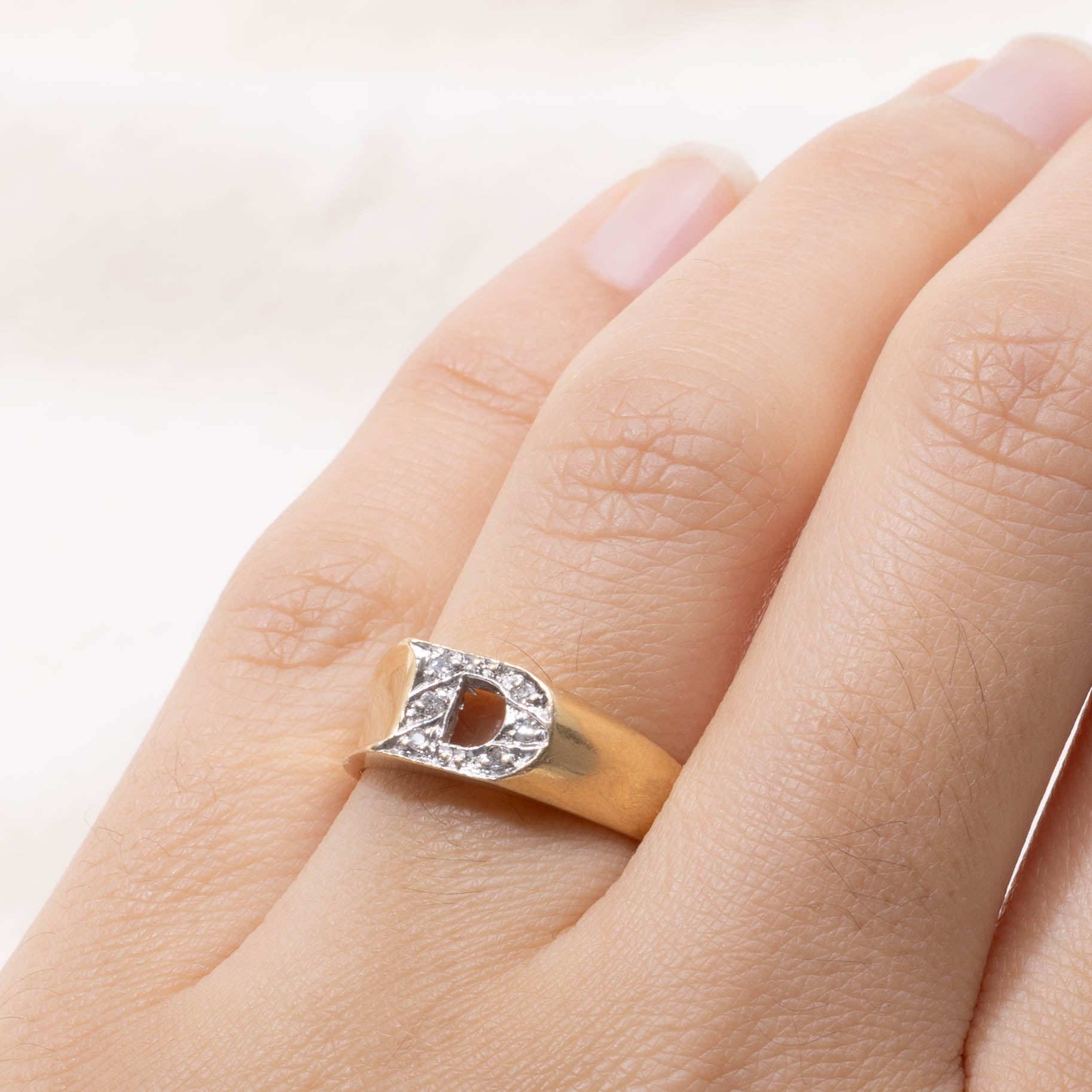 18k Diamond “D” Initialized Ring | SZ 7.25