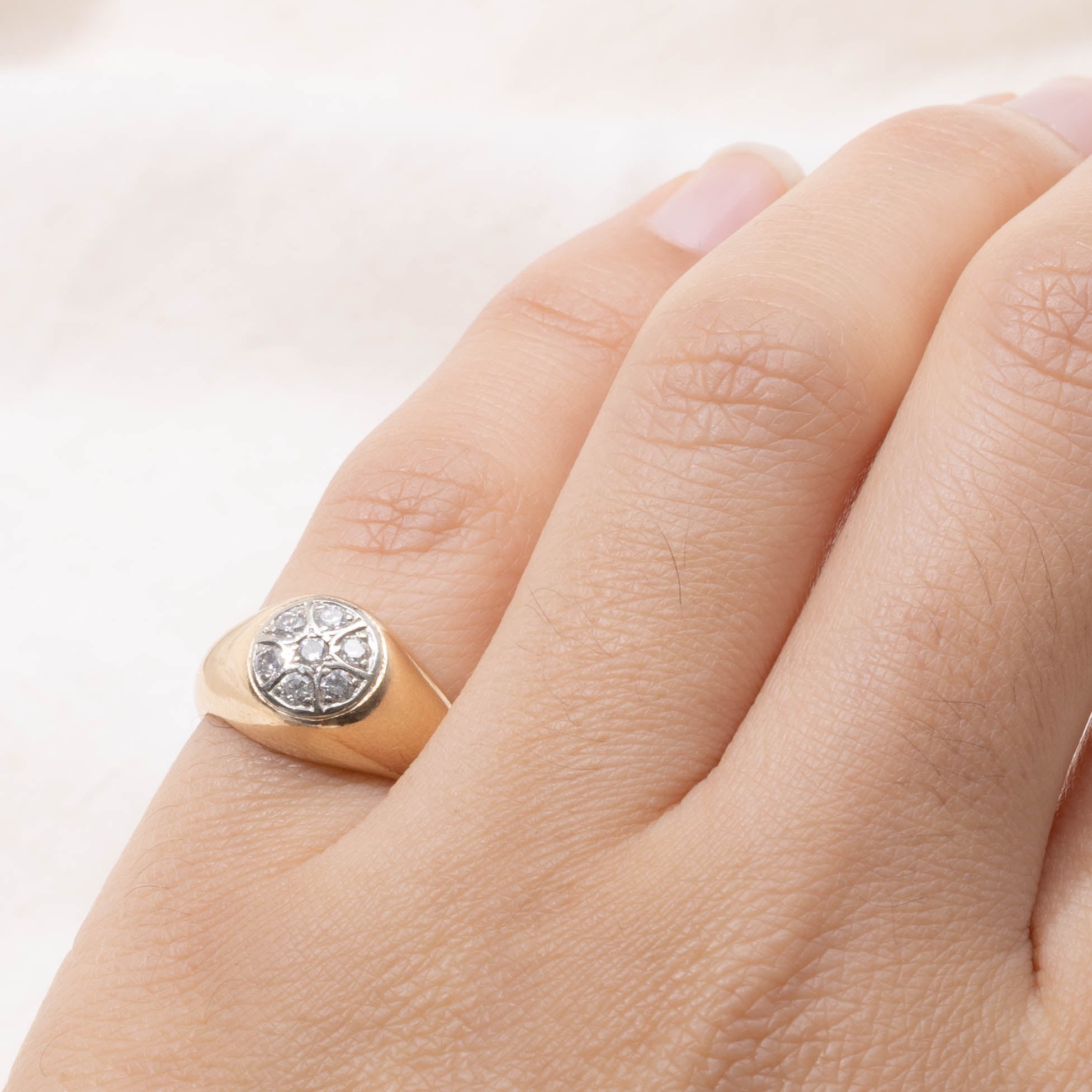 10k Diamond Circular Cluster Signet Ring | SZ 3.25
