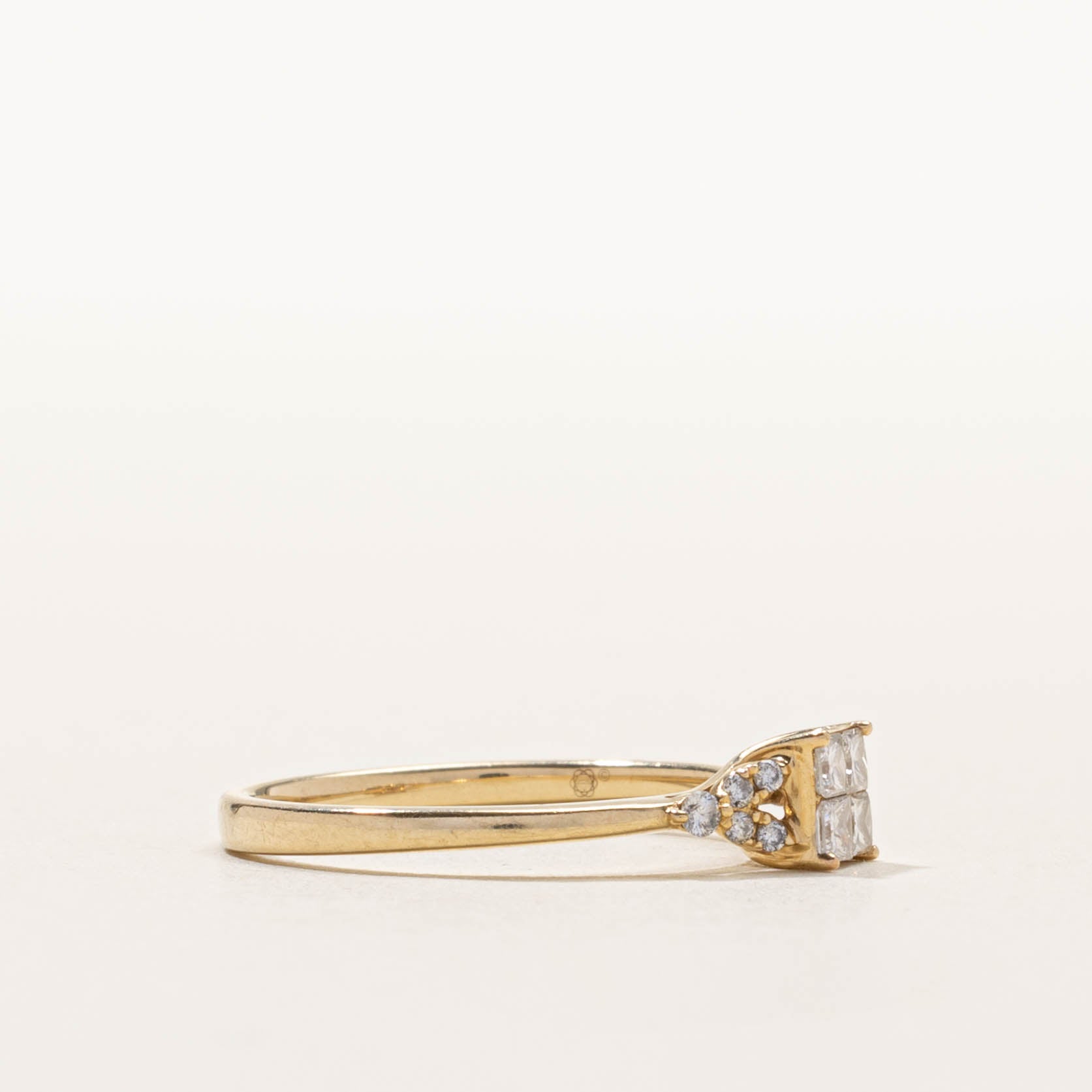 10k Princess Cut Diamond Cathedral Ring | SZ 7
