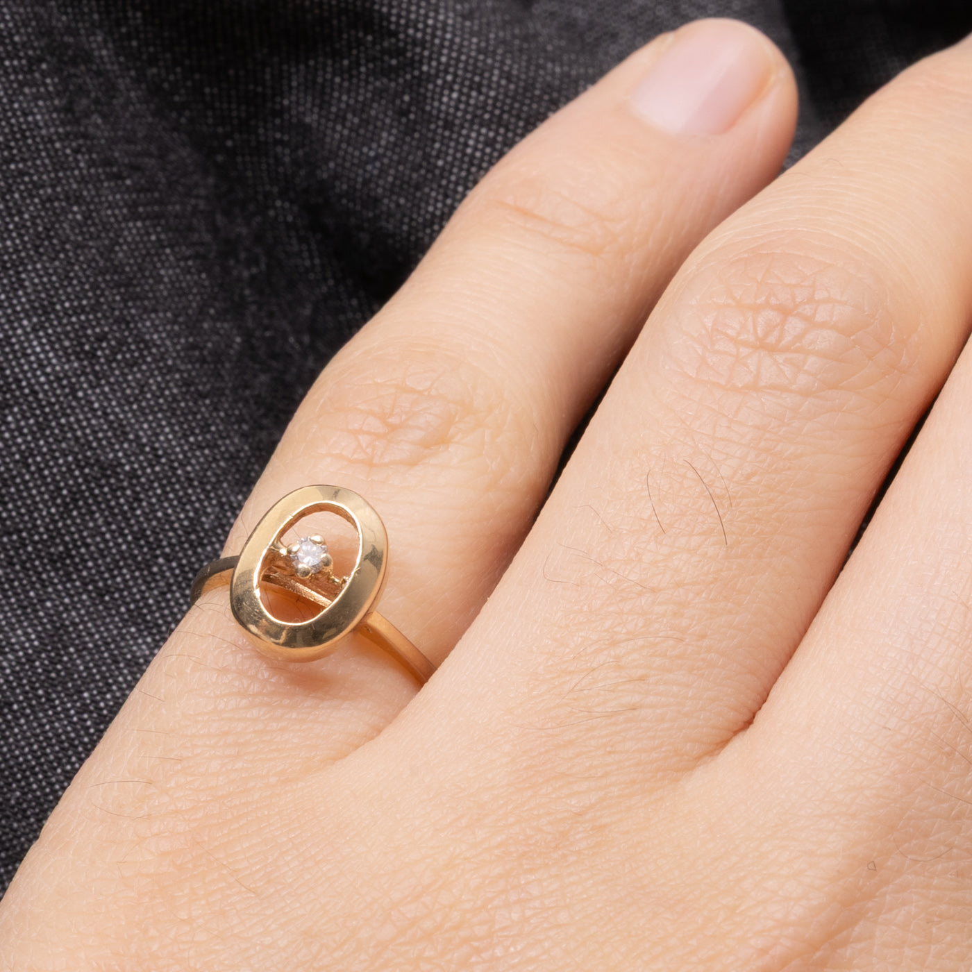 14k Diamond Oval Shaped Ring | SZ 3