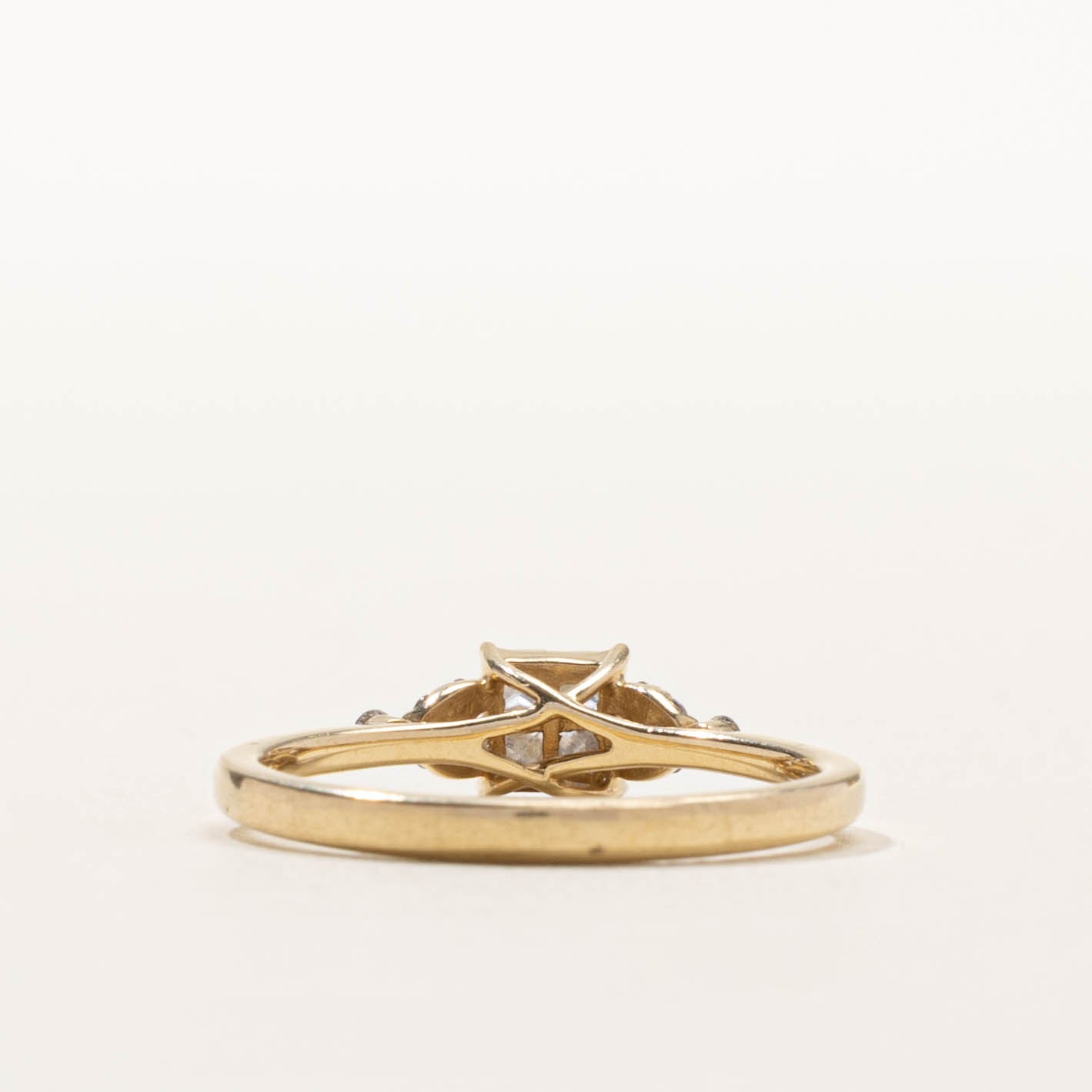 10k Princess Cut Diamond Cathedral Ring | SZ 7
