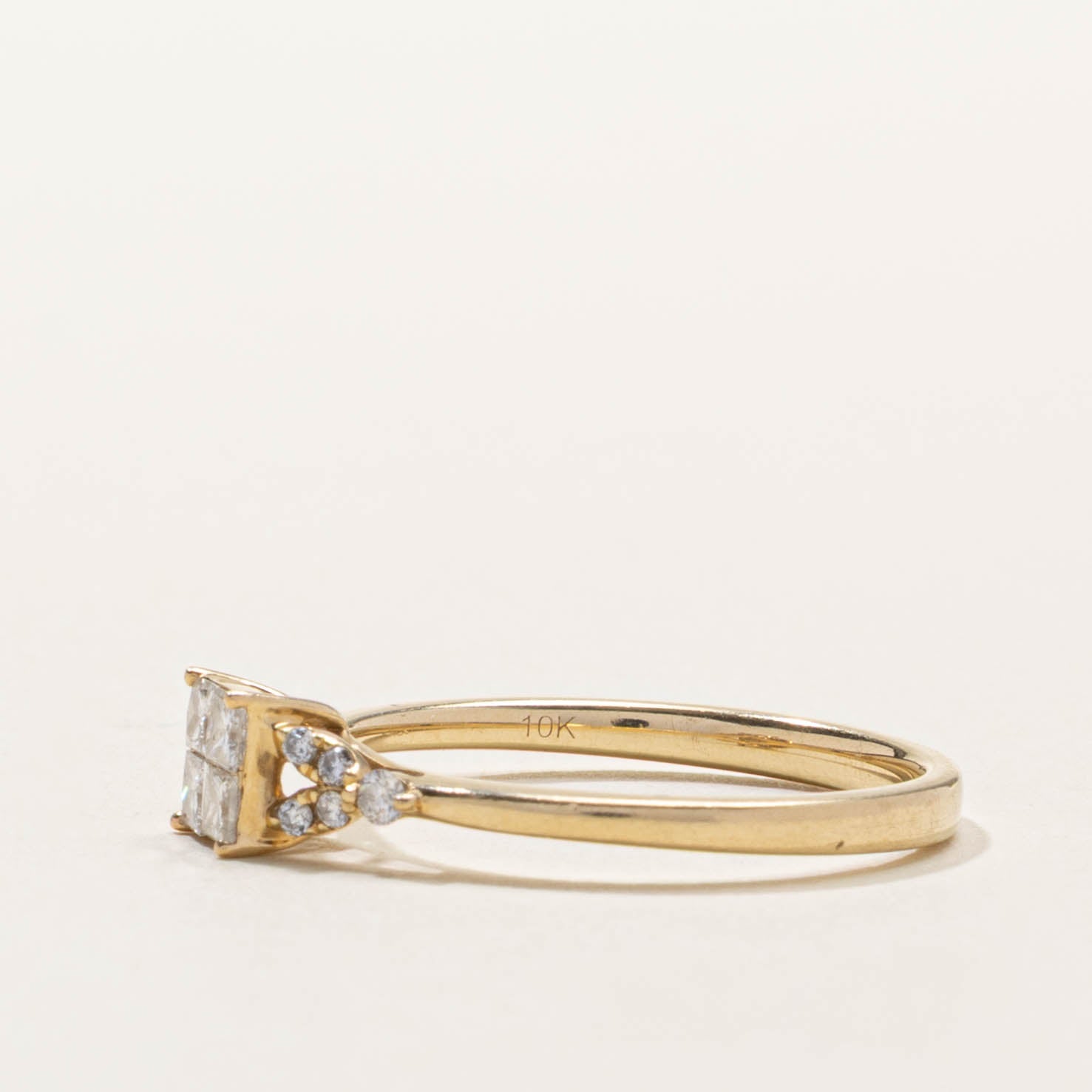 10k Princess Cut Diamond Cathedral Ring | SZ 7
