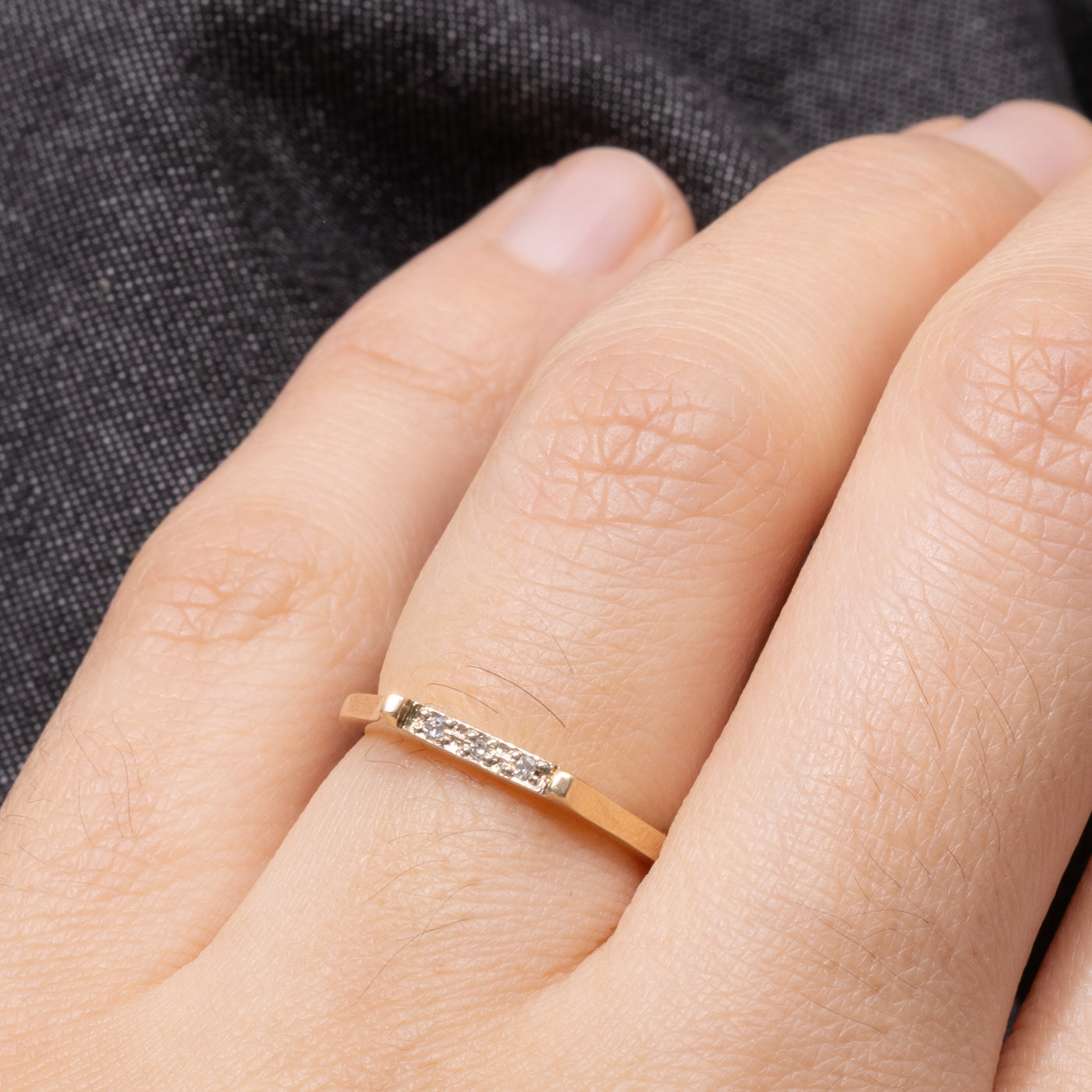 14k Three Stone Diamond Thin Band | 1.70mm | SZ 4.5