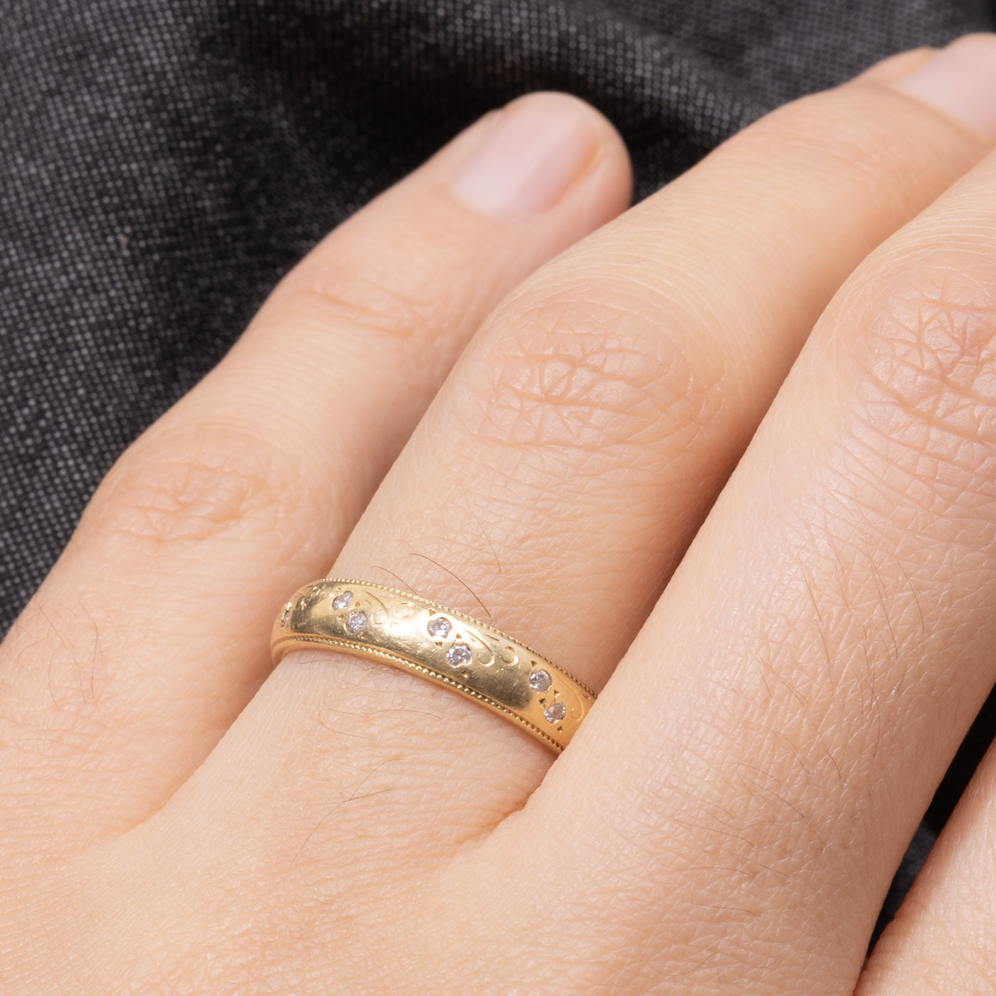 1999 Birmingham 18k Diamond Engraved Band | 4.10mm | SZ 7