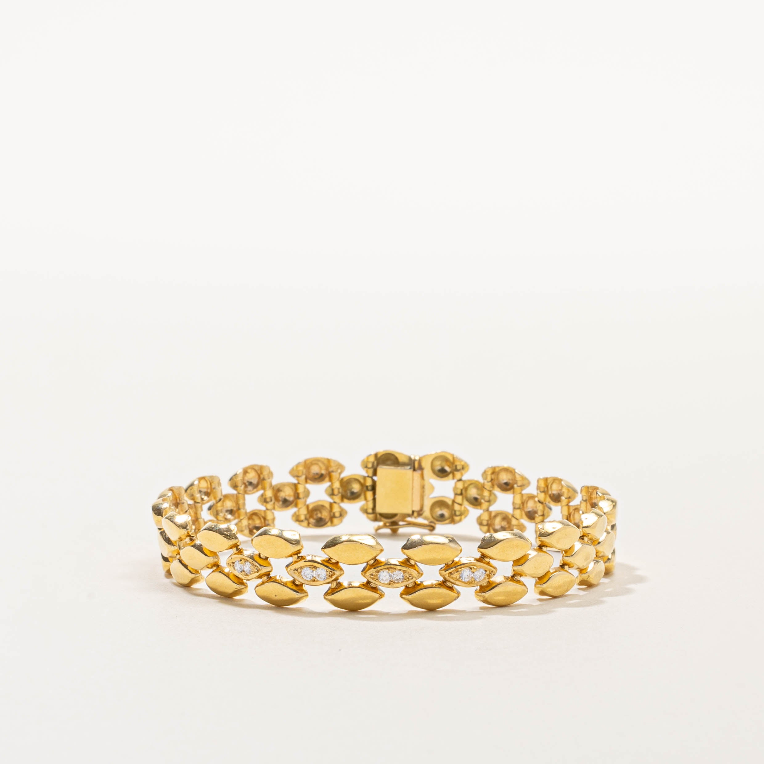 18k Diamond Panther Link Bracelet | 0.10ctw