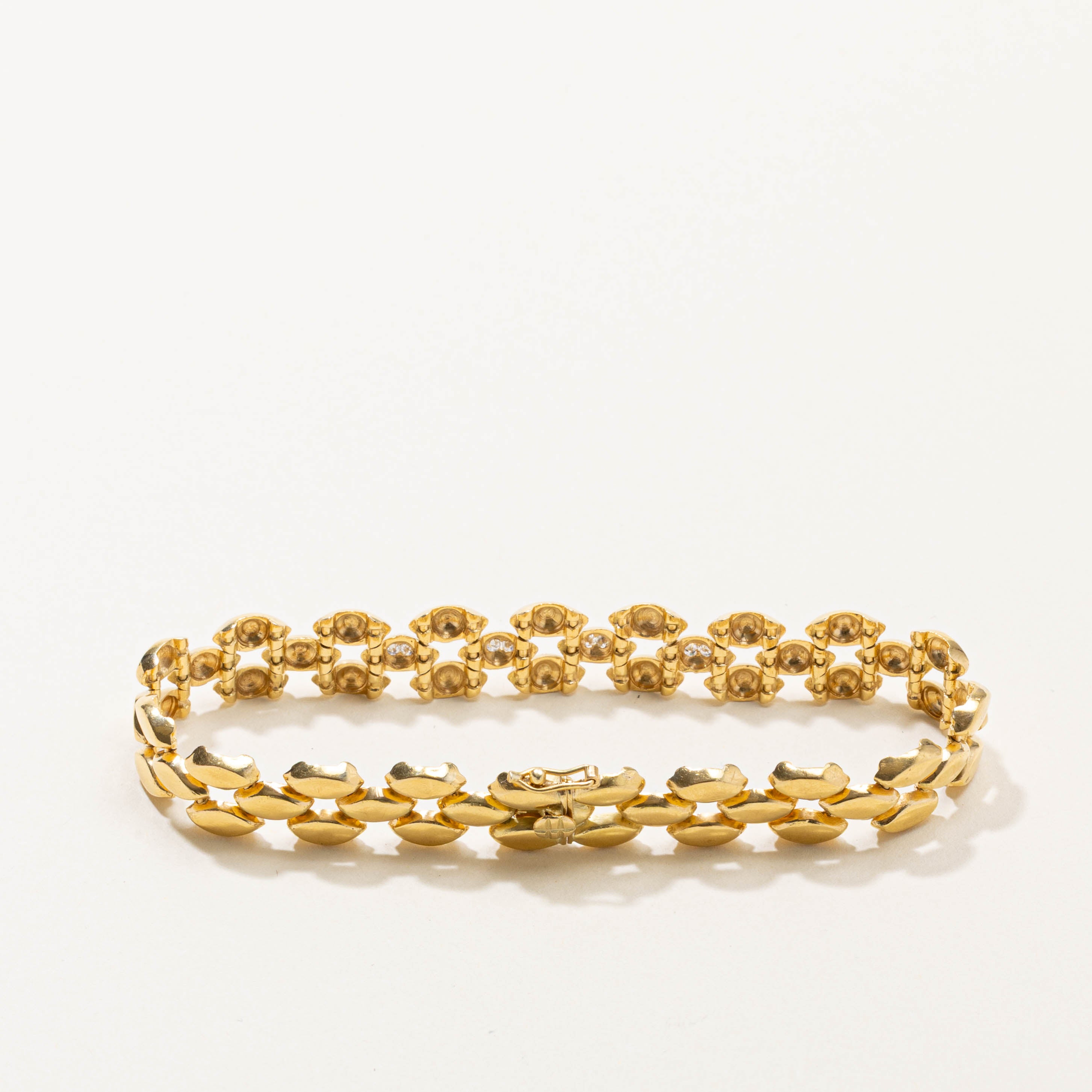 18k Diamond Panther Link Bracelet | 0.10ctw