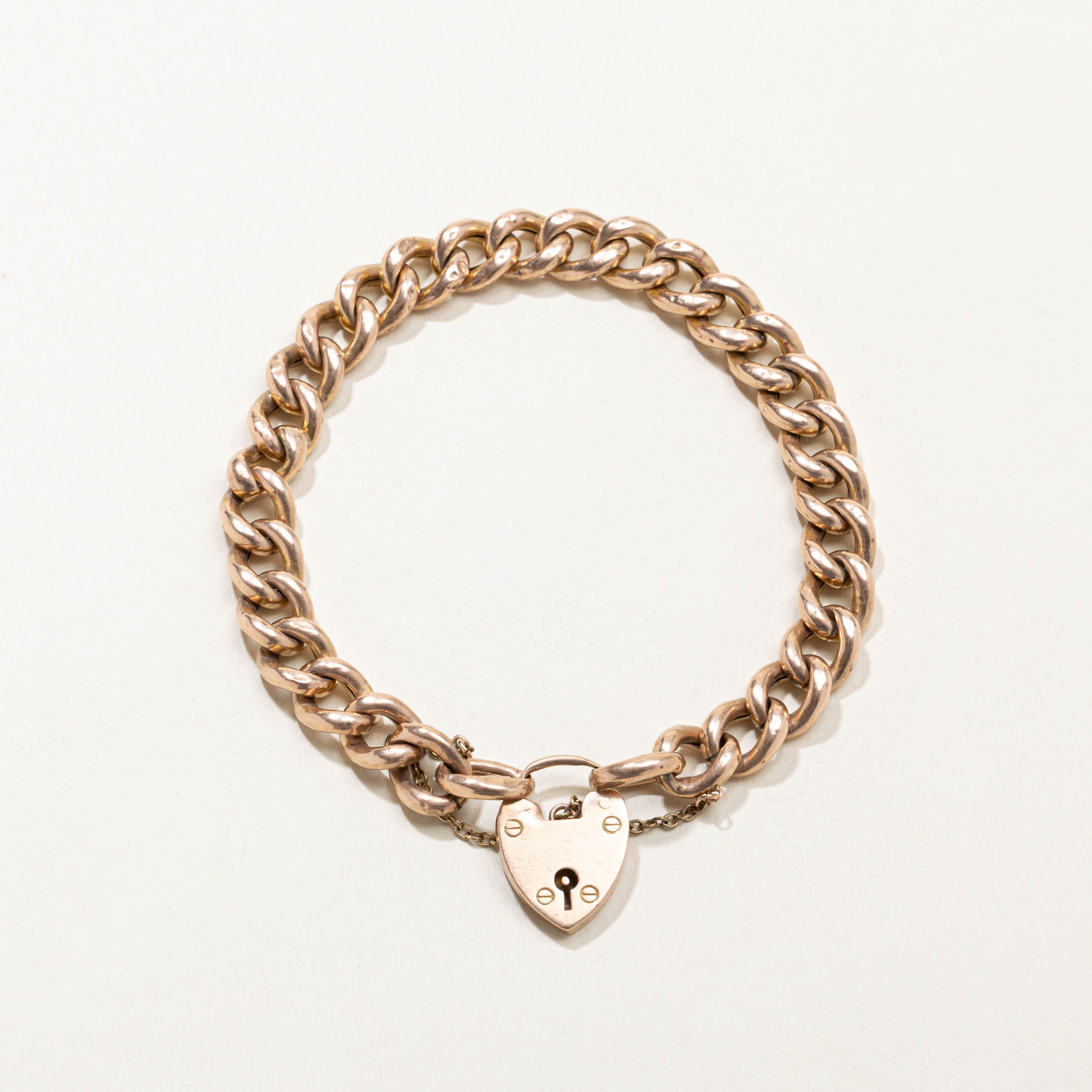 9k Heart Lock Cuban Link Bracelet