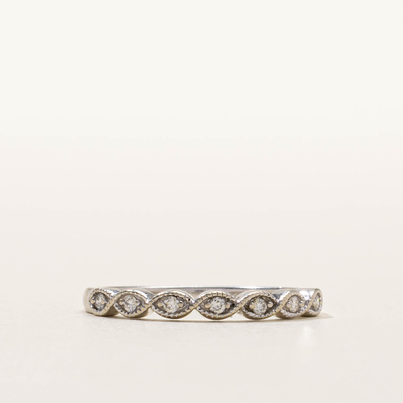 10k Semi Eternity Diamond Milgrained Marquise Band | SZ 5.25