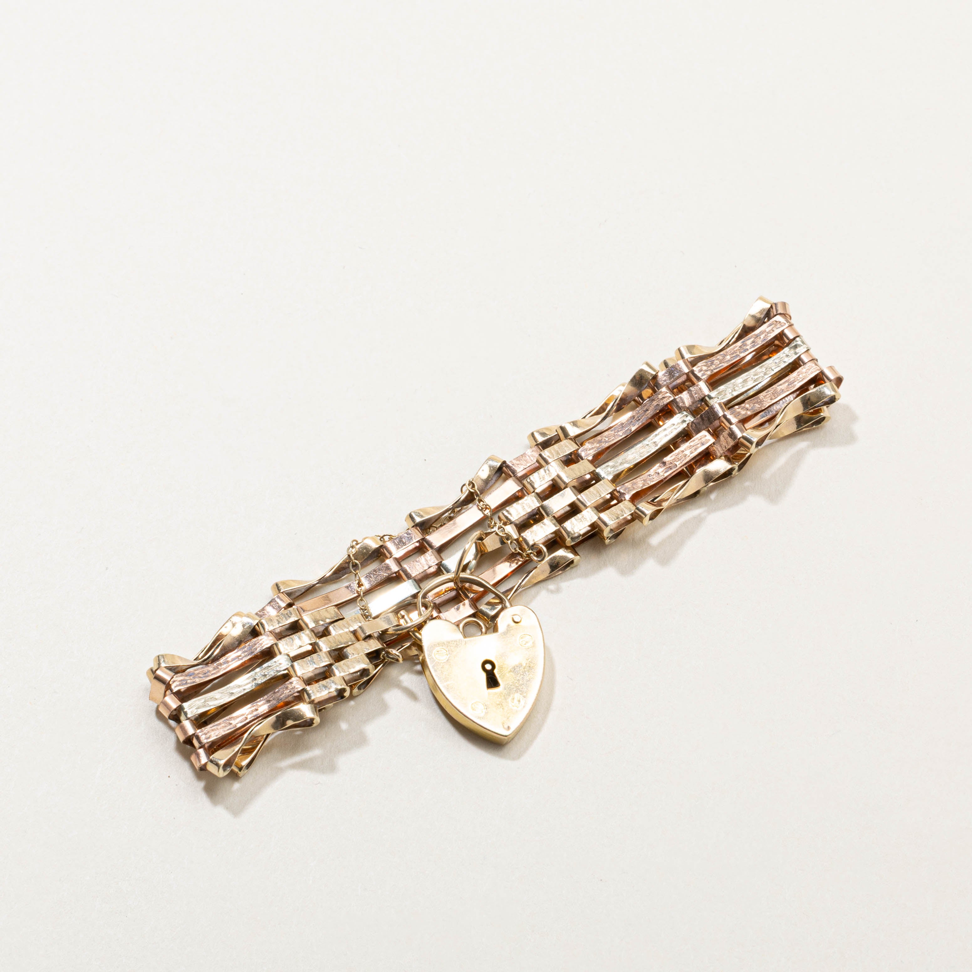 1970 London Tri Tone Heart Lock Bracelet