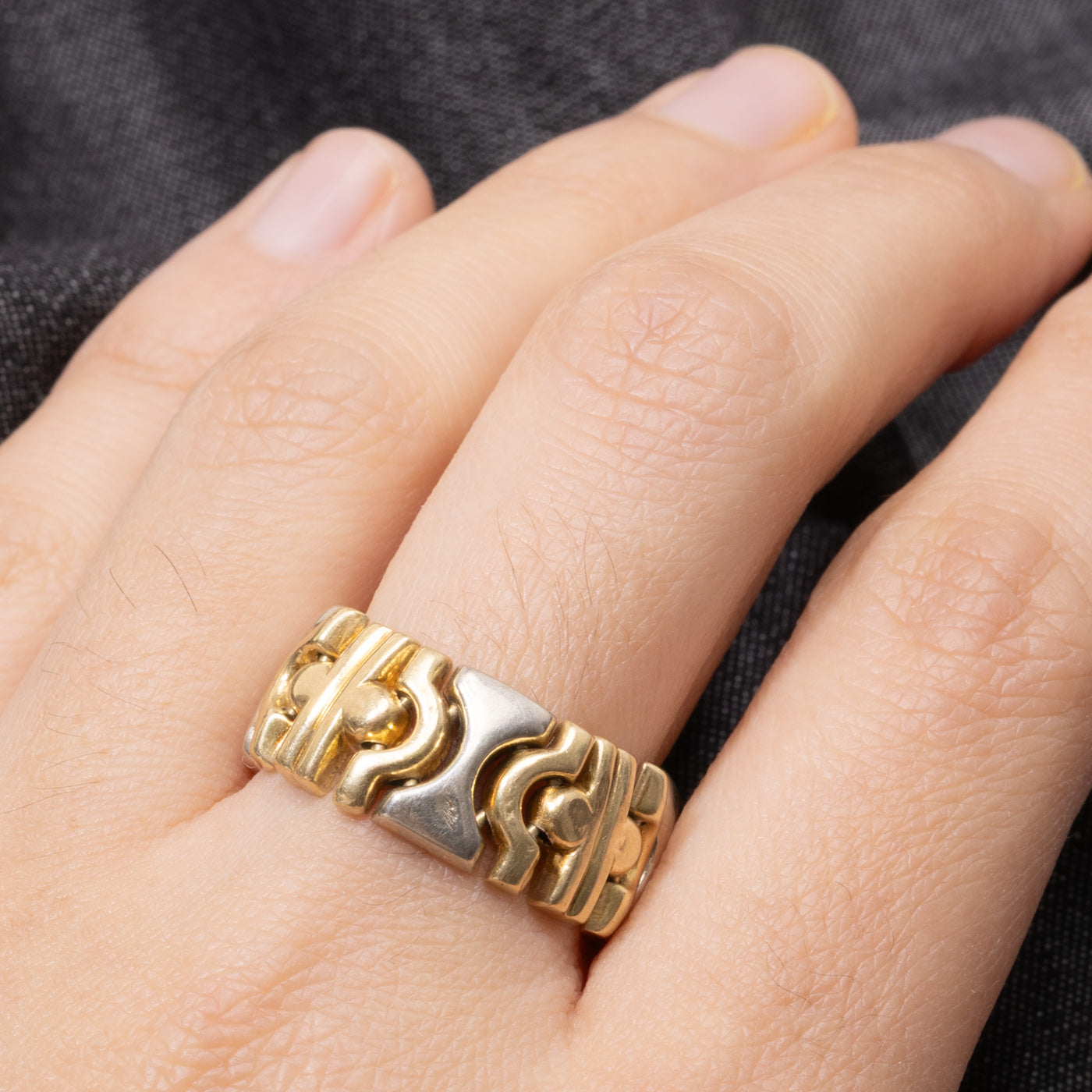 18k Two Tone Gold Chain Ring | 10.10mm | SZ 11