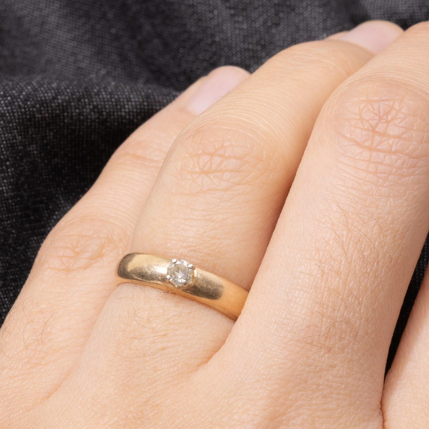 14k Solitaire Diamond Thicker Band Ring | 0.11ctw | 4.10mm | SZ 4.75
