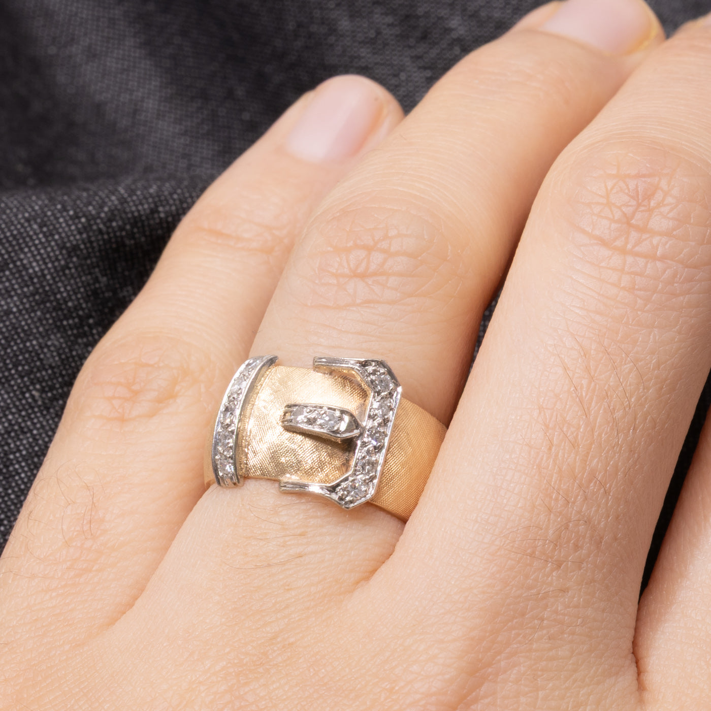 14k Diamond Chunky Buckle Ring | 0.17ctw | SZ 5.5