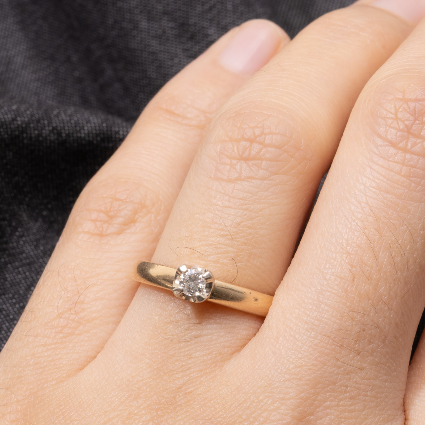 14k Illusion Set Round Brilliant Diamond Ring | 0.13ctw | SZ 6.75