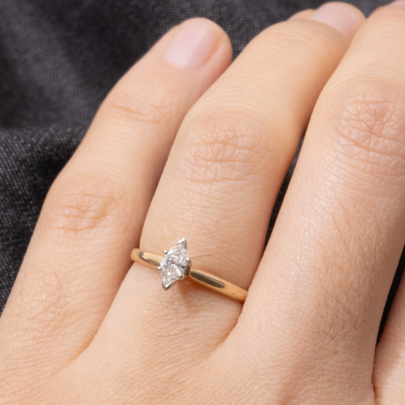14k Solitaire Marquise Cut Diamond Ring | 0.20ctw | SZ 5.5
