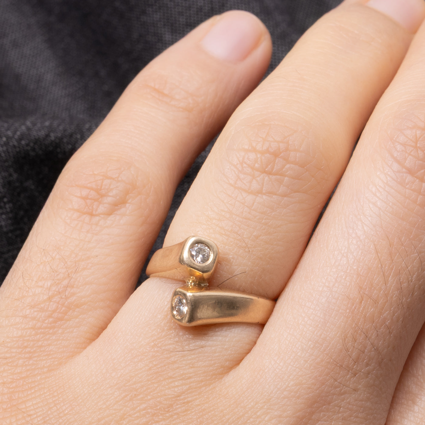 14k Two Stone Diamond Bypass Ring | 0.15ctw | SZ 4.75