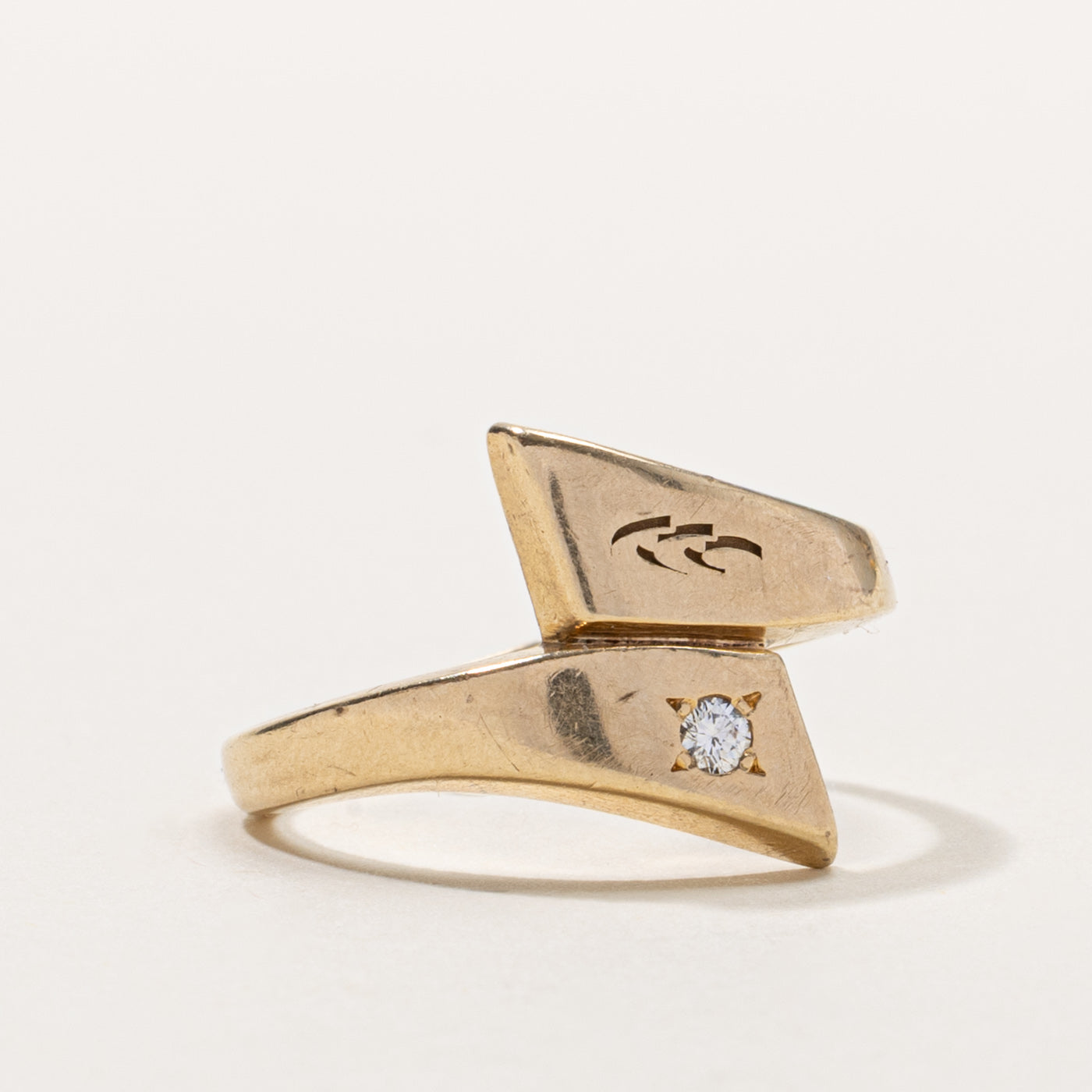 10k Star Set Diamond Geometric Bypass Ring | 0.05ctw | SZ 7.75
