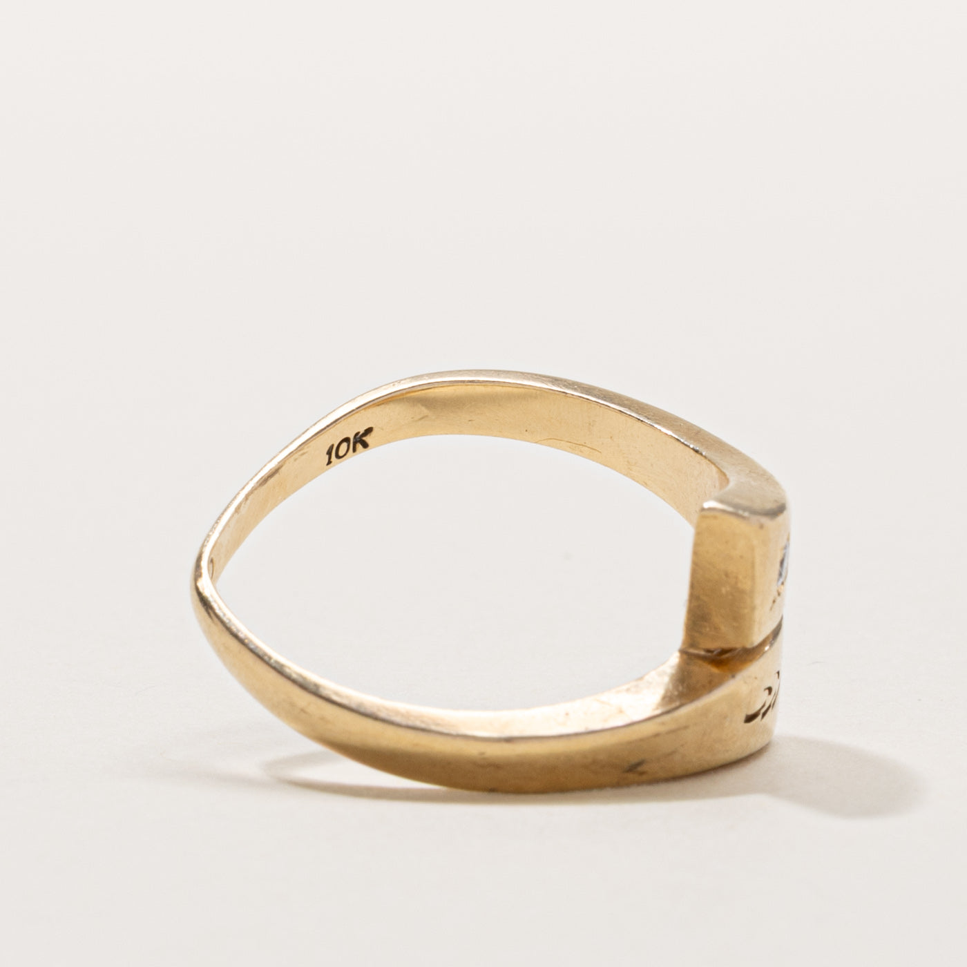 10k Star Set Diamond Geometric Bypass Ring | 0.05ctw | SZ 7.75