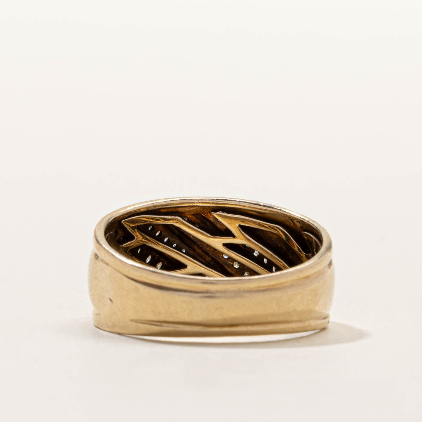 10k Multi Row Diagonal Diamond Dome Ring | SZ 8.75