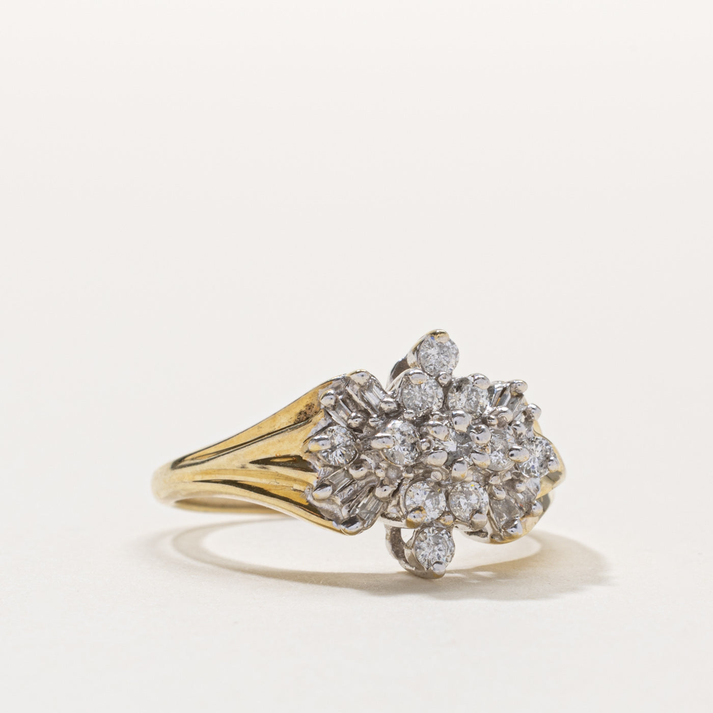 10k Diamond Multi Cluster Grooved Ring | 0.45ctw | SZ 8.5