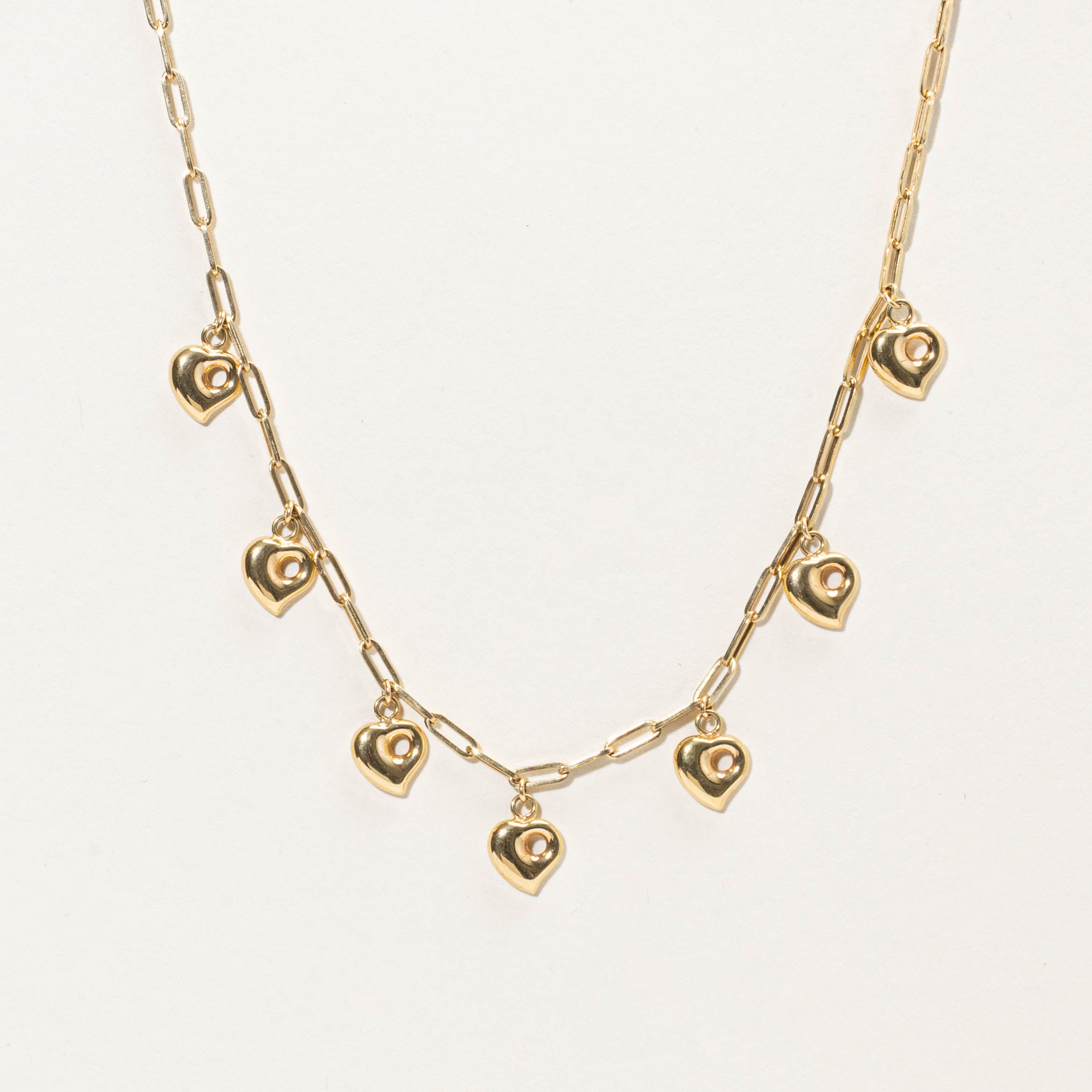 18k Heart Charm Paperclip Necklace | 15.5"