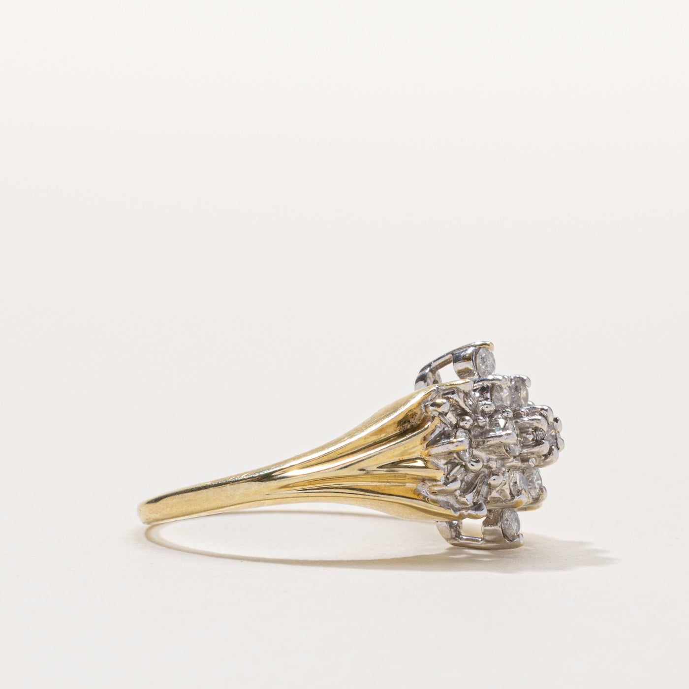 10k Diamond Multi Cluster Grooved Ring | 0.45ctw | SZ 8.5