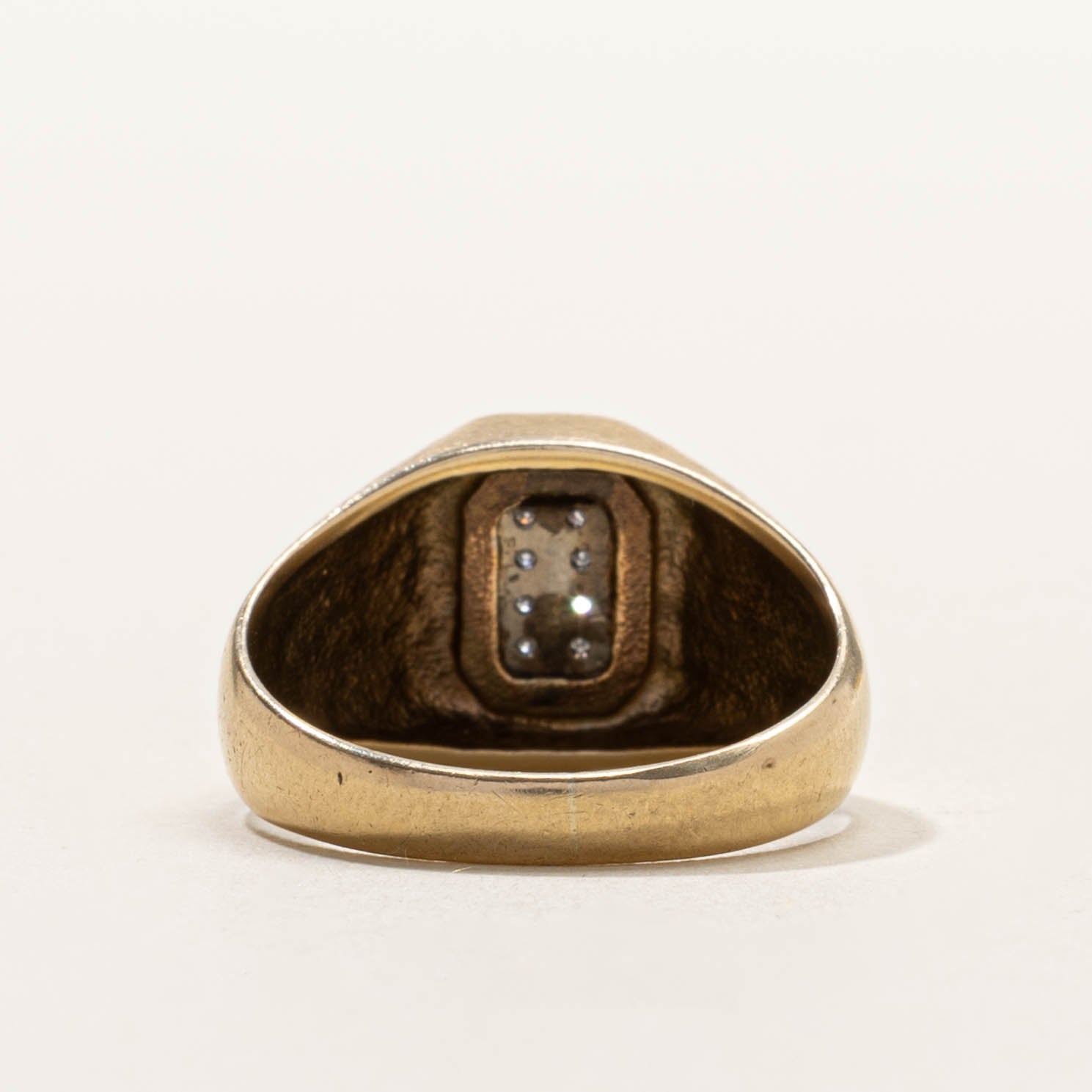 10k Diamond Grid Chunky Signet Ring | SZ 7.25