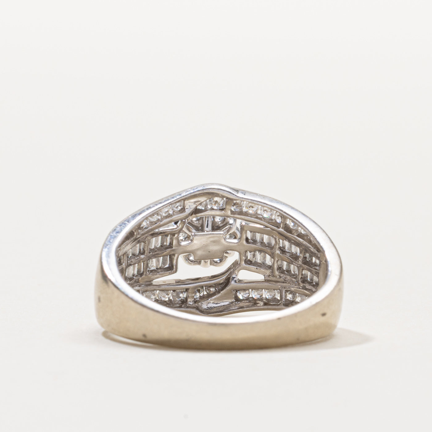 10k Diamond Floral Cluster Multi Row Ring | 0.70ctw | SZ 8.25