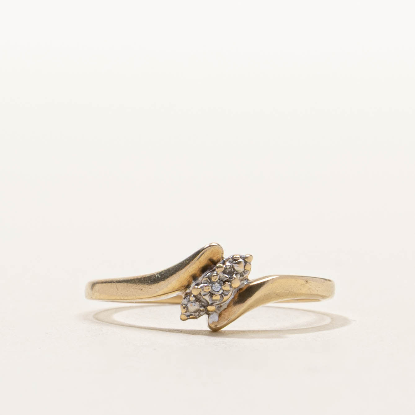 10k Diagonal Diamond Marquise Bypass Ring | SZ 6.5
