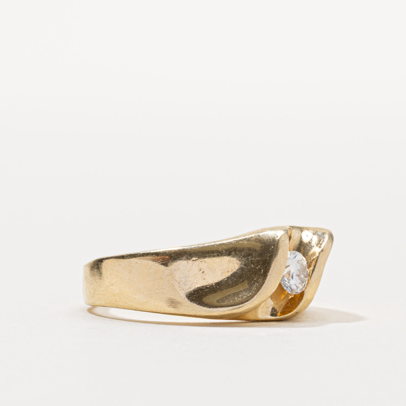 14k Tension Set Diamond Grooved Ring | 0.23ct | SZ 8