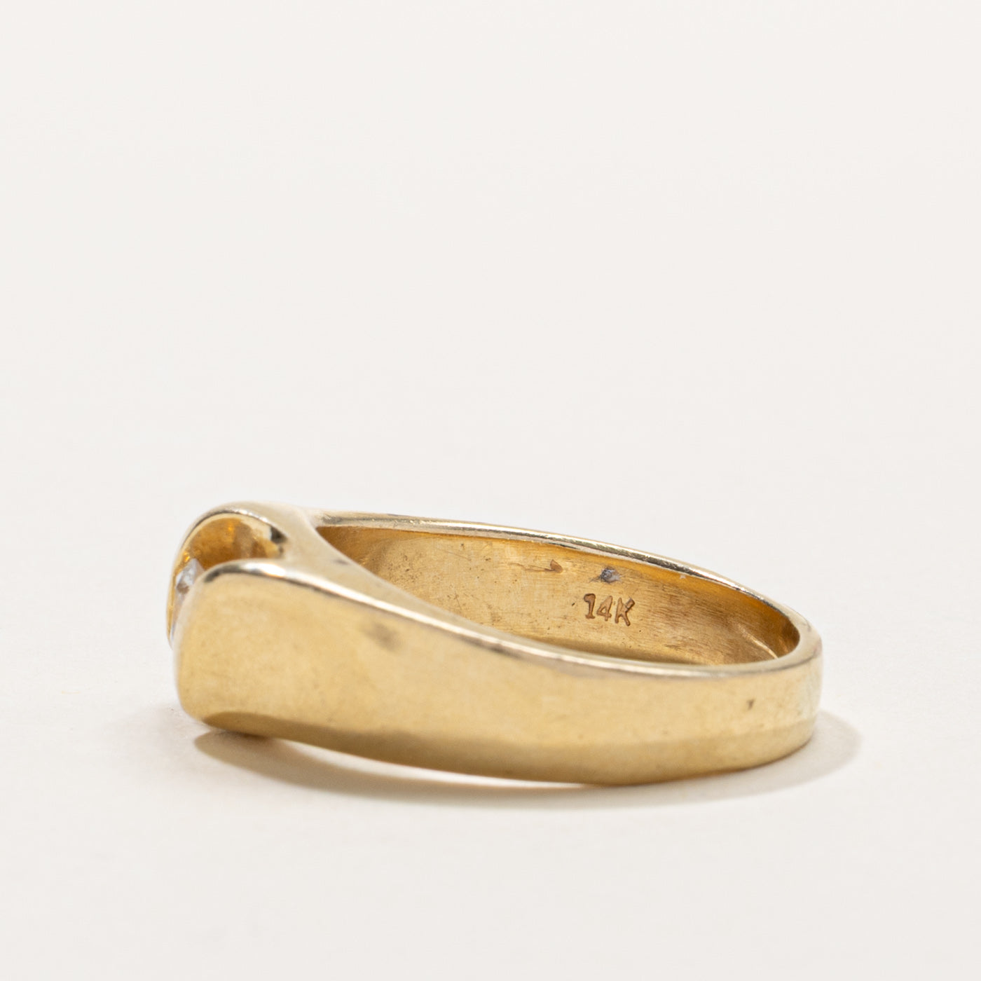14k Tension Set Diamond Grooved Ring | 0.23ct | SZ 8