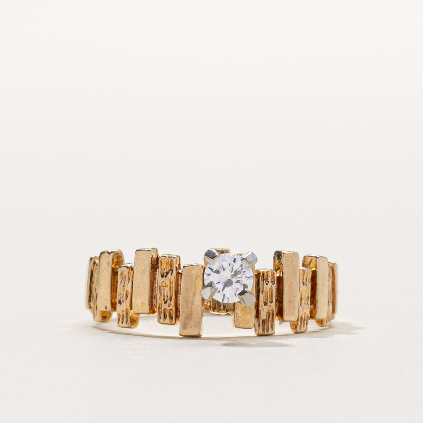 14k Diamond Geometric Textured Ring | 0.17ctw | SZ 5.75