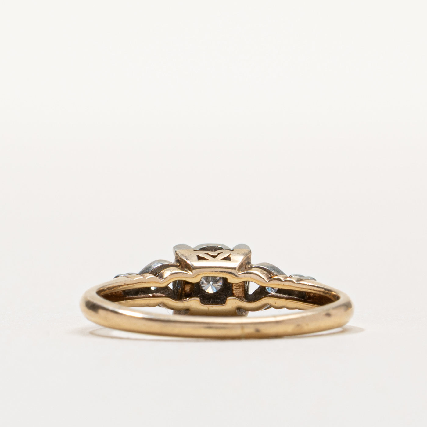 14k Illusion Set Diamond Heart Accented Textured Ring | 0.09ctw | SZ 5.25