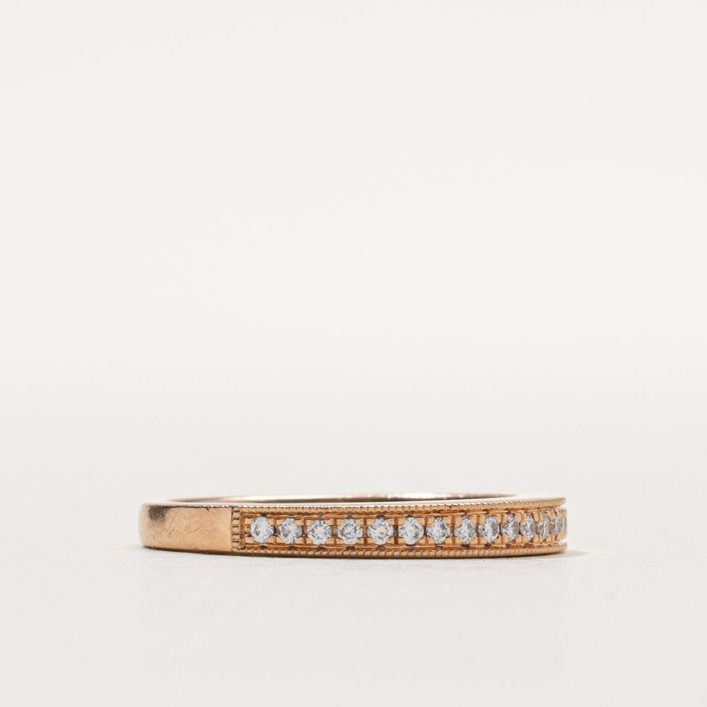 ‘Vera Wang’ 14k Semi Eternity Diamond Milgrain Band | 0.11ctw | 2.85mm | SZ 6.5