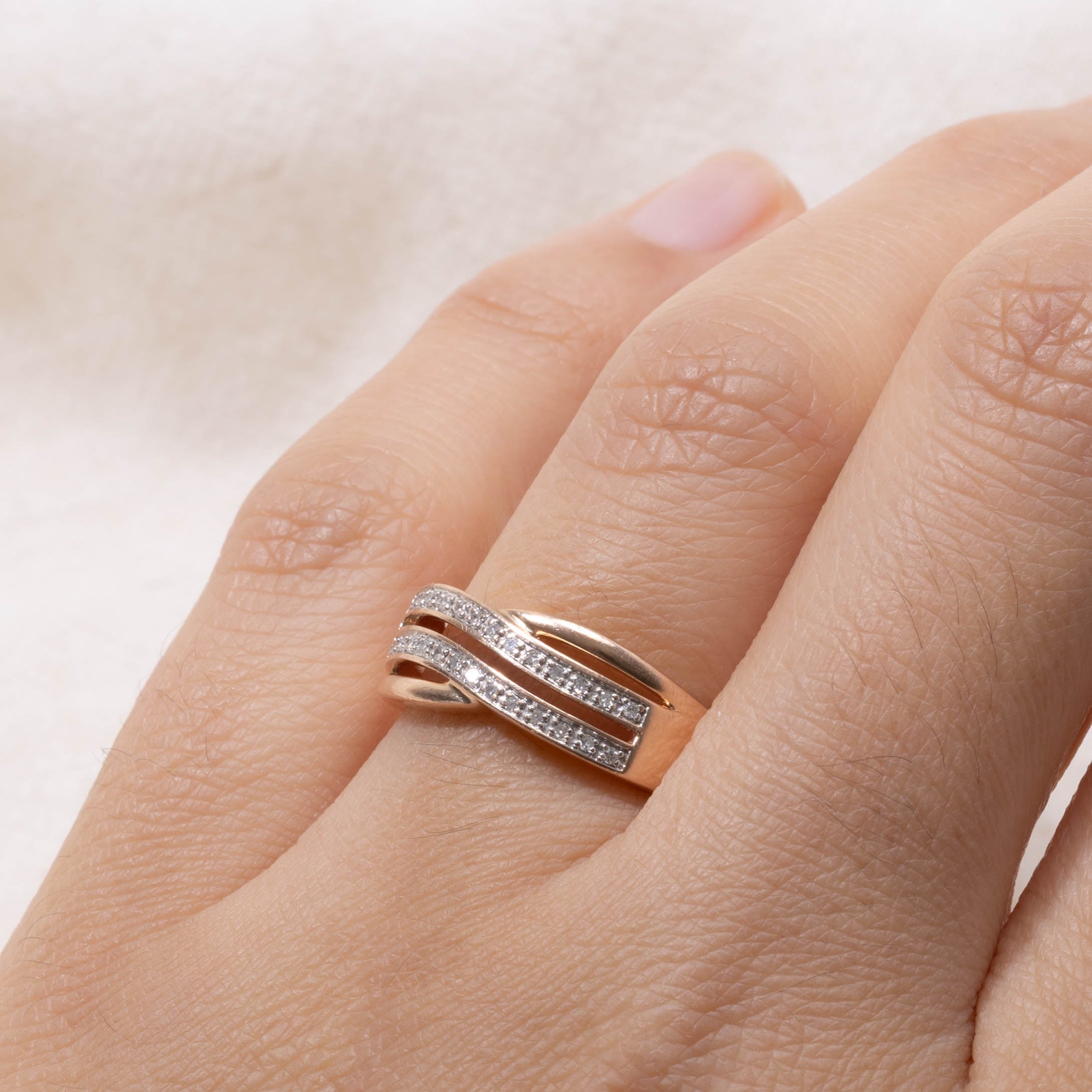 14k Diamond Waterfall Crossover Ring | SZ 5.5