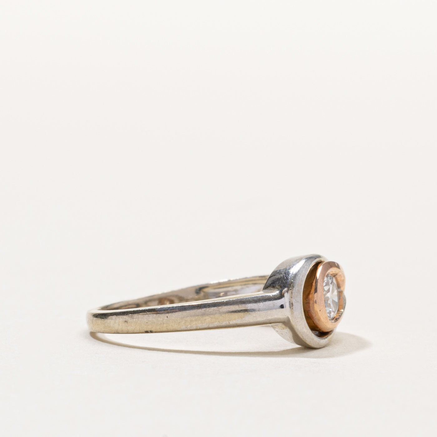 14k Two-Tone Semi Bezel Diamond Ring | 0.25ct | SZ 7.5