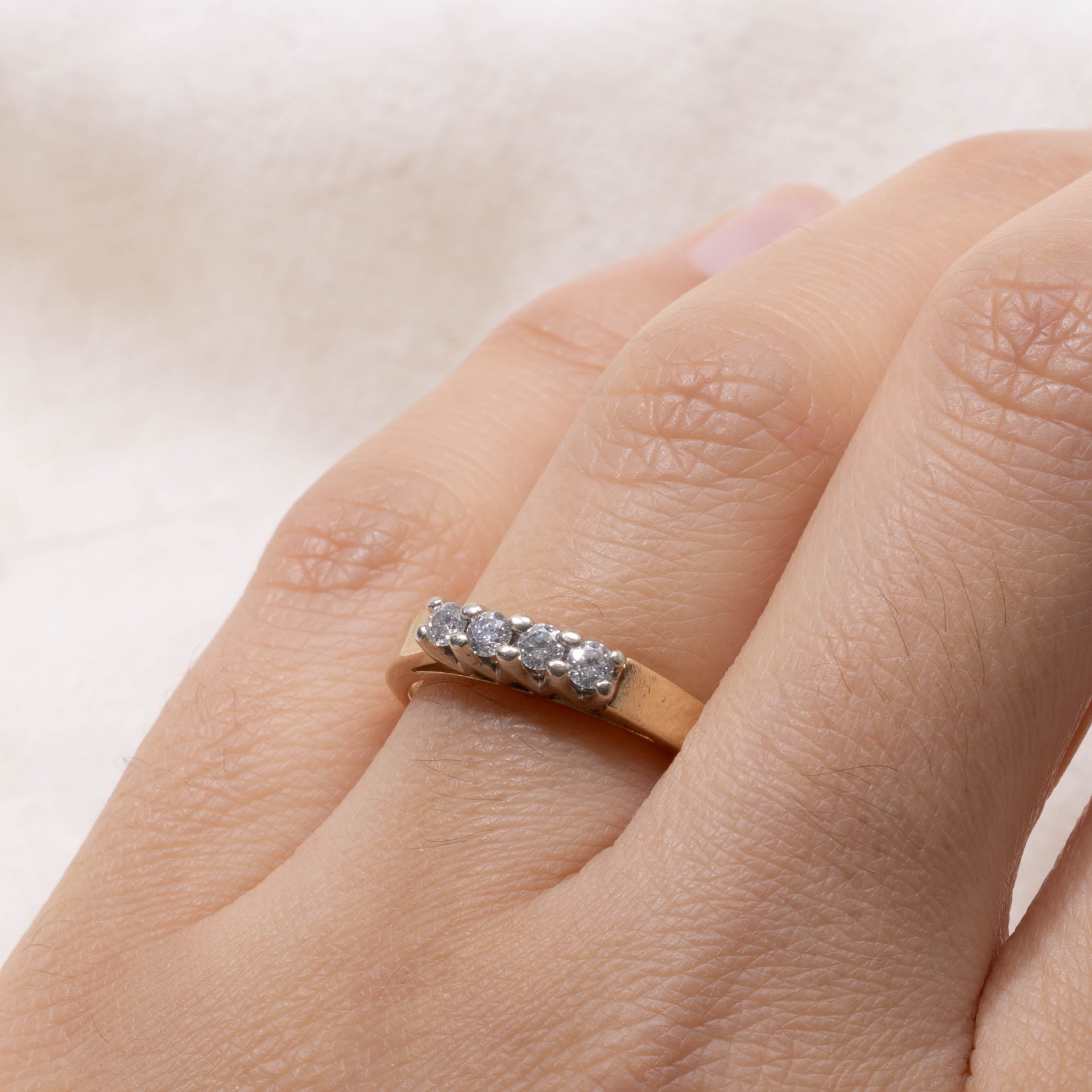 14k Four Stone Diamond Band | 3mm | SZ 6.5