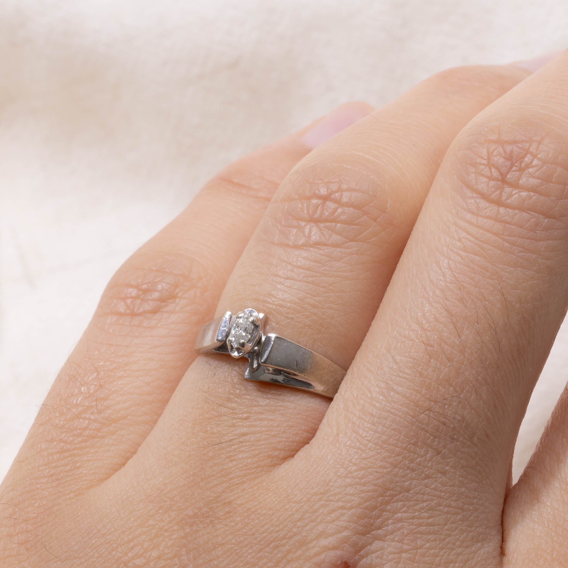 10k Marquise Cut Diamond Bypass Ring | SZ 4.25