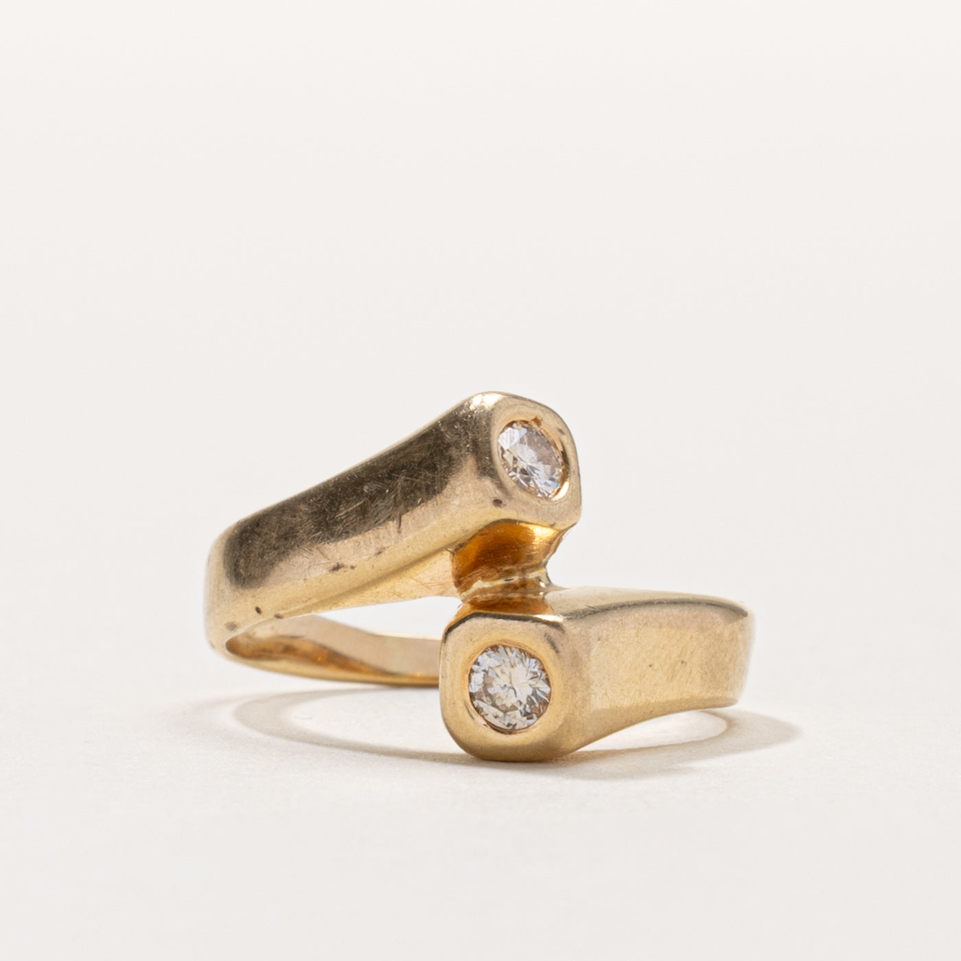 14k Two Stone Diamond Bypass Ring | 0.15ctw | SZ 4.75