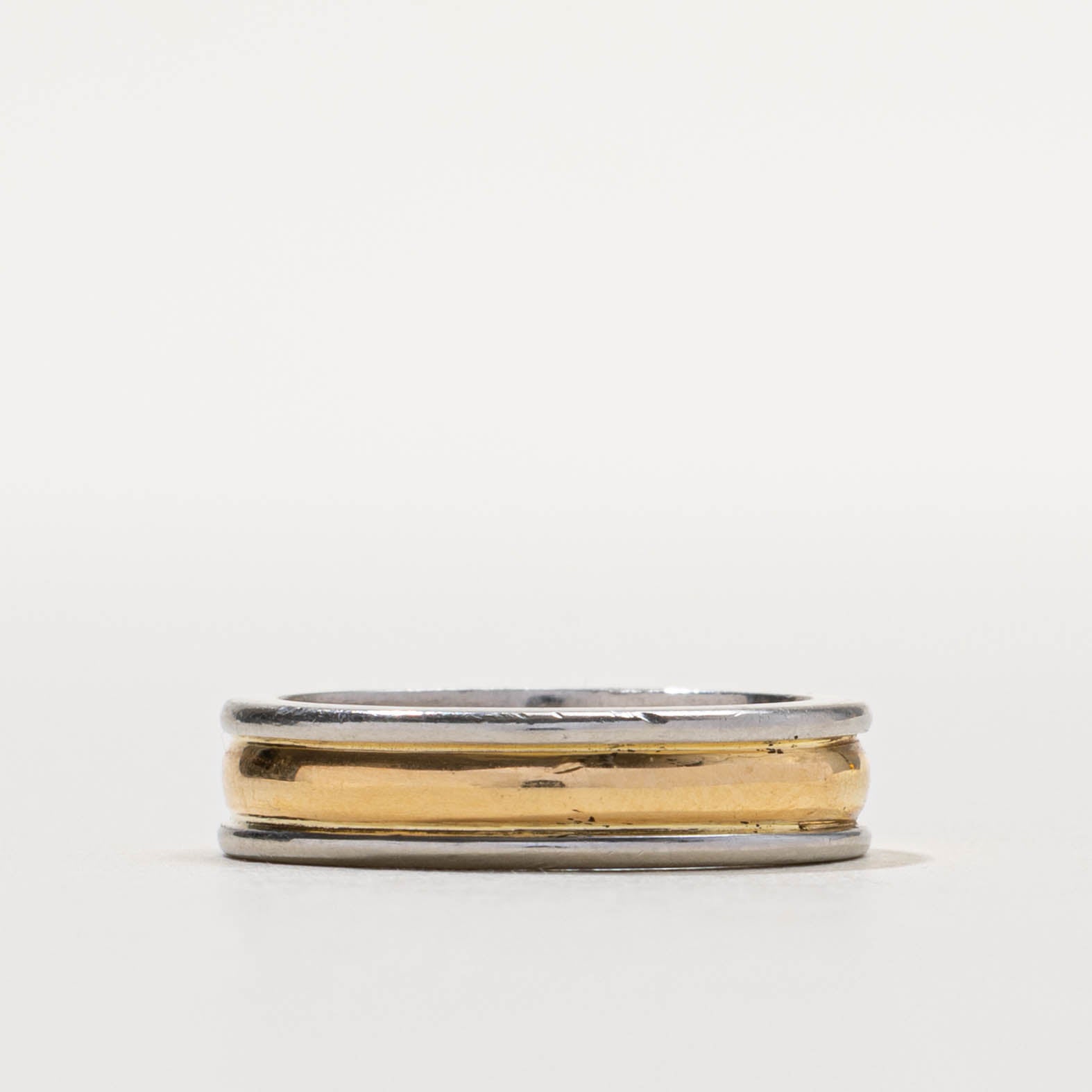 Platinum Two Tone Grooved Band | 5.00mm | SZ 6.5