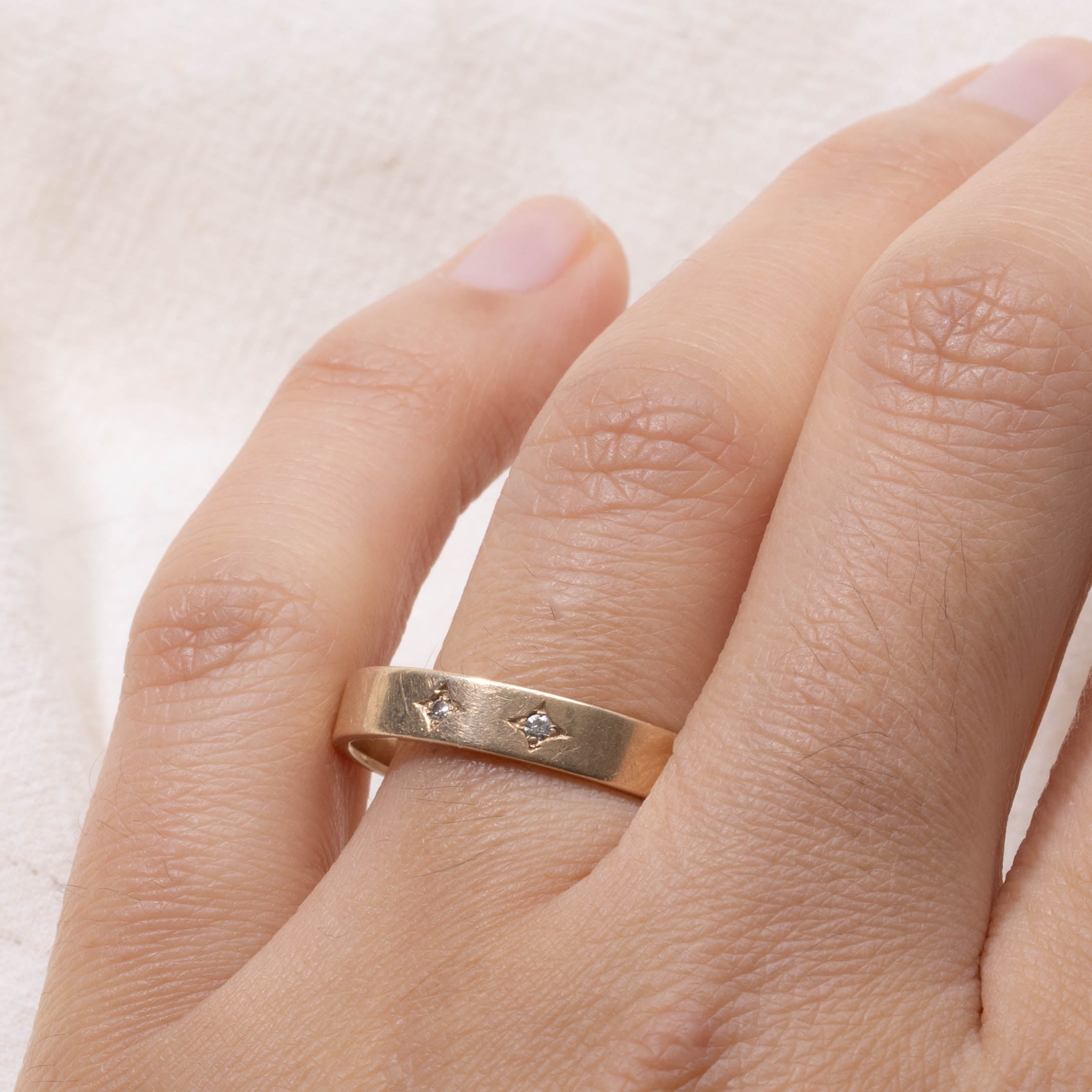 10k Two Stone Star Set Diamond Band | 3.95mm | SZ 10.25