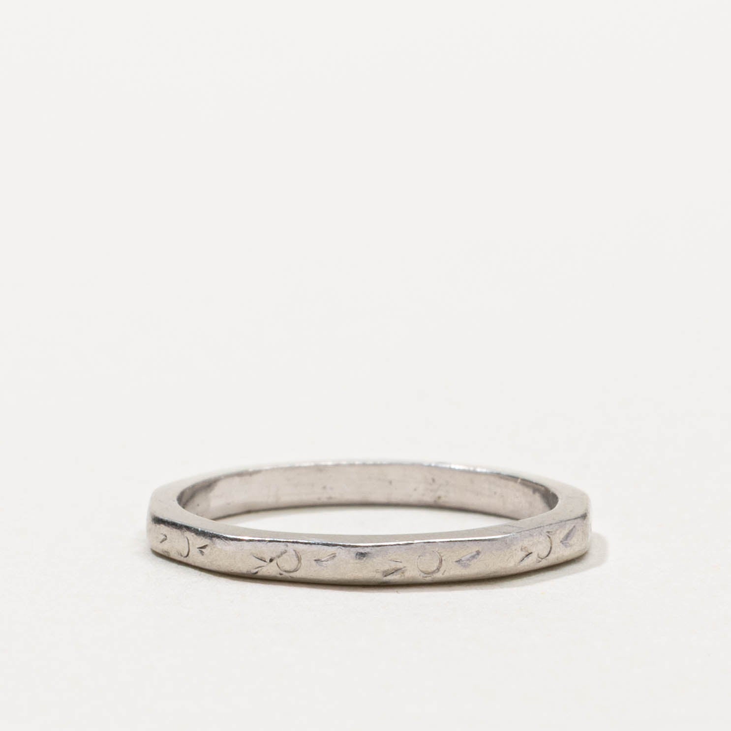 Platinum Textured Thin Stacking Band | 1.85mm | SZ 4.75