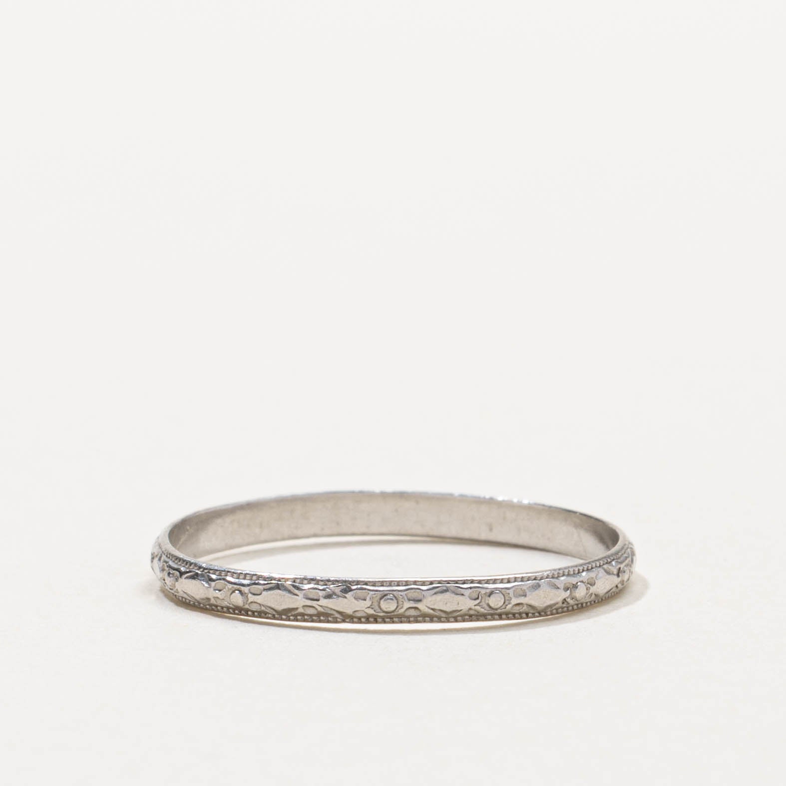 Platinum Engraved Textured Band | 2.00mm | SZ 9.25