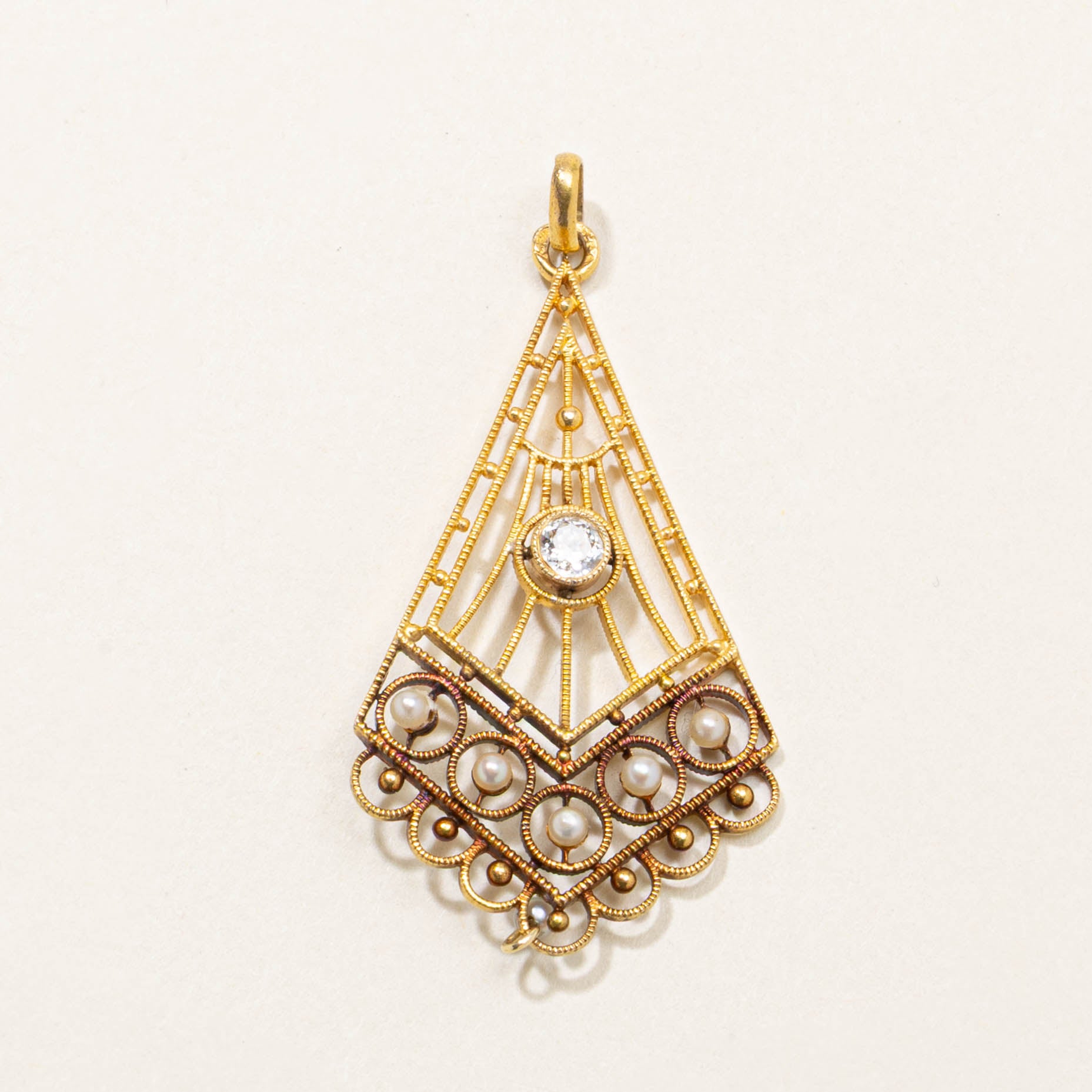 Dutch Pearl & Diamond Filigree Pendant | 0.15ctw