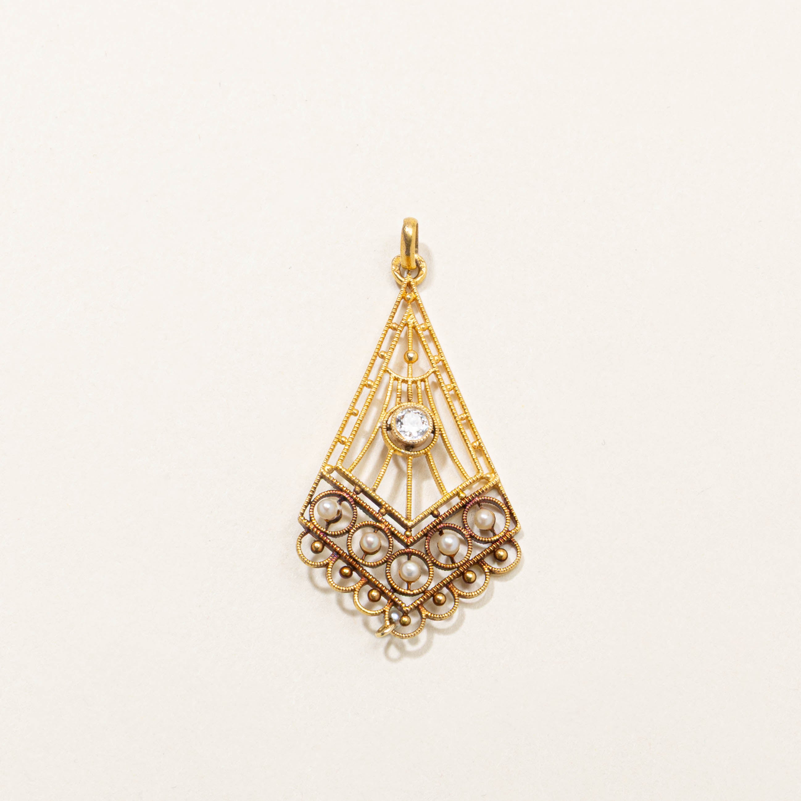 Dutch Pearl & Diamond Filigree Pendant | 0.15ctw